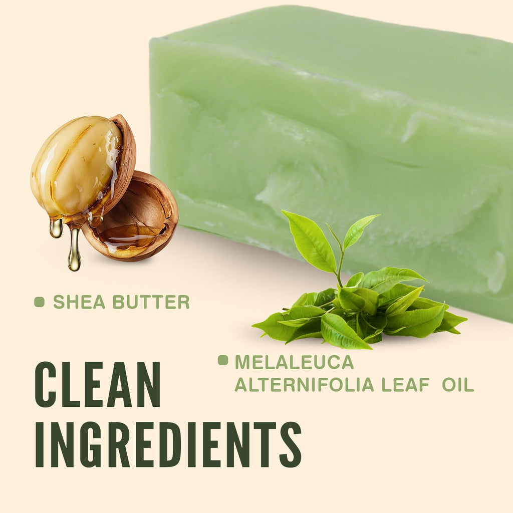Rinse & Robust Tea Tree Oil Soap Bar Set for Men — 4 x 5.3 oz, Handmade with Shea Butter