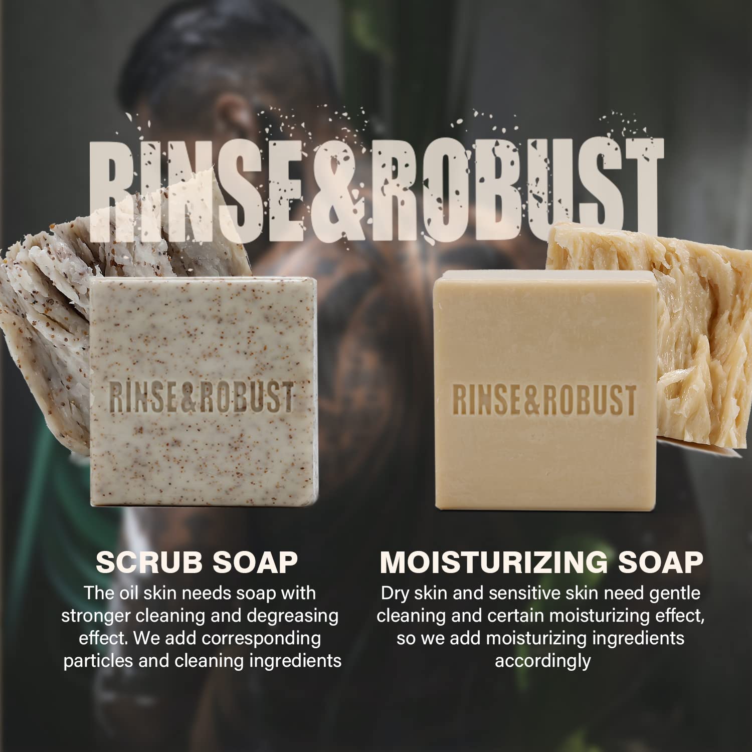 Rinse & Robust Mens Natural Bar Soap 6-Piece Gift Set – Exfoliating & Moisturizing Bars