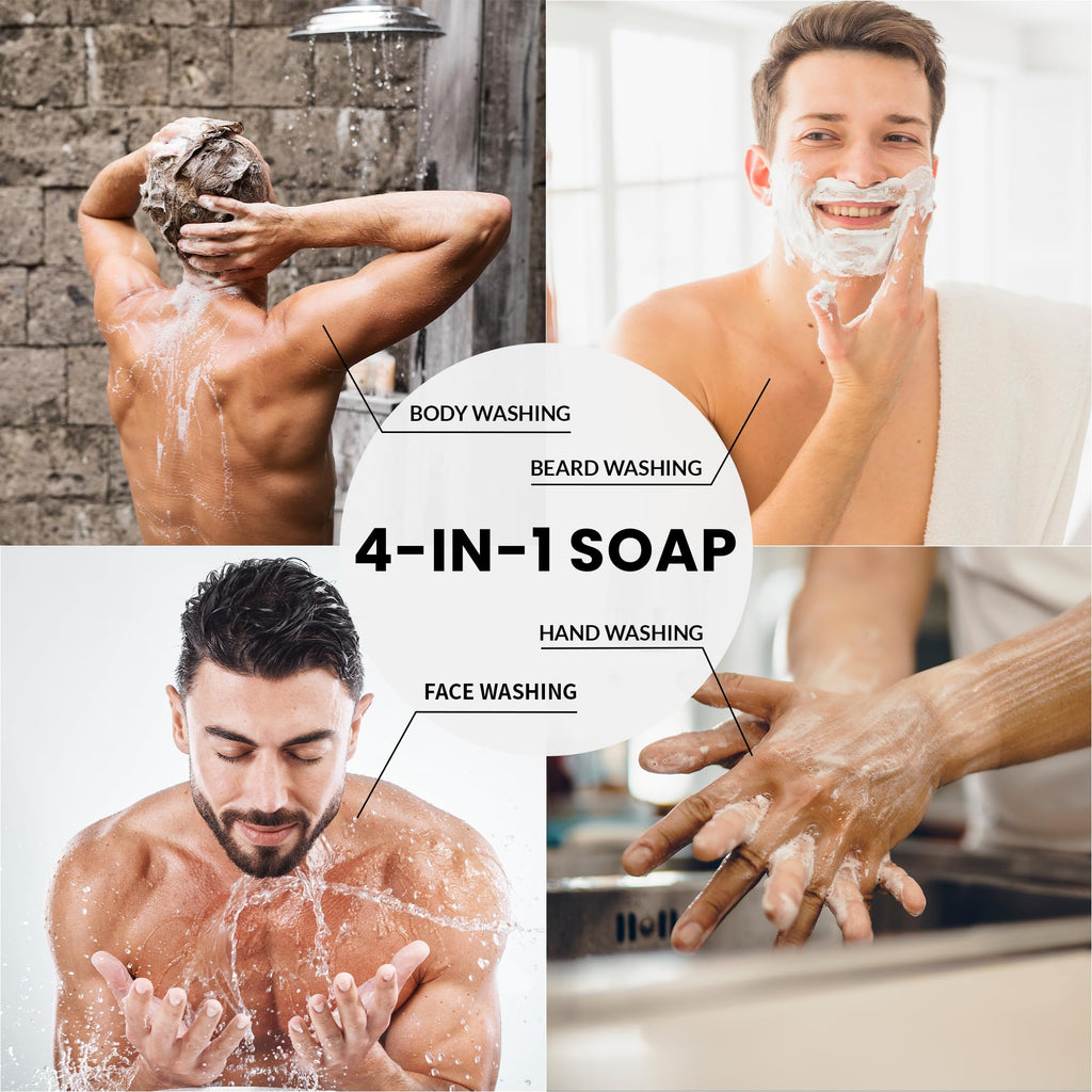 Rinse & Robust Mens Natural Bar Soap 6-Piece Gift Set – Exfoliating & Moisturizing Bars