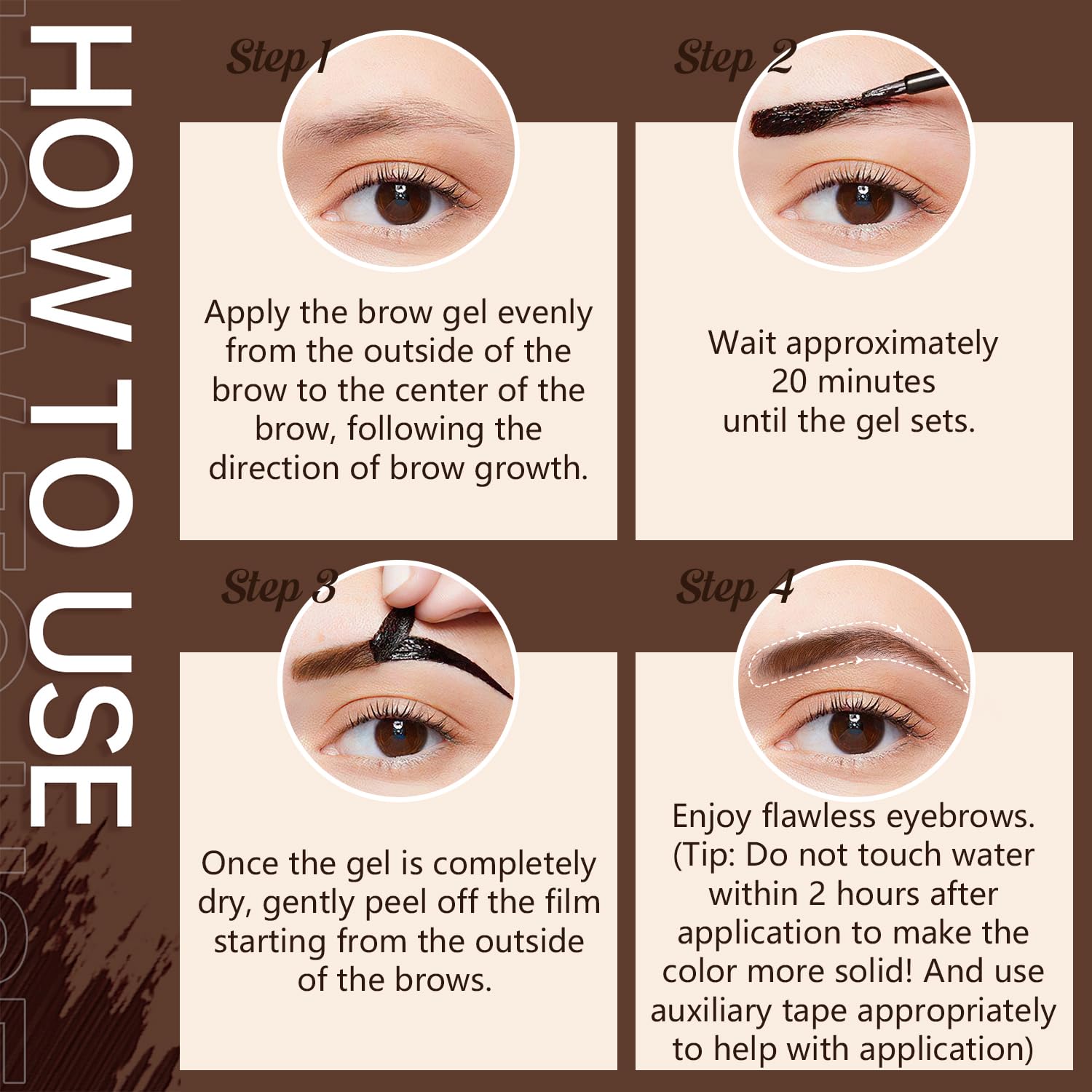 Rliolouo QICI Peel-Off Eyebrow Gel – 2 Pack Brown, Waterproof & Sweatproof