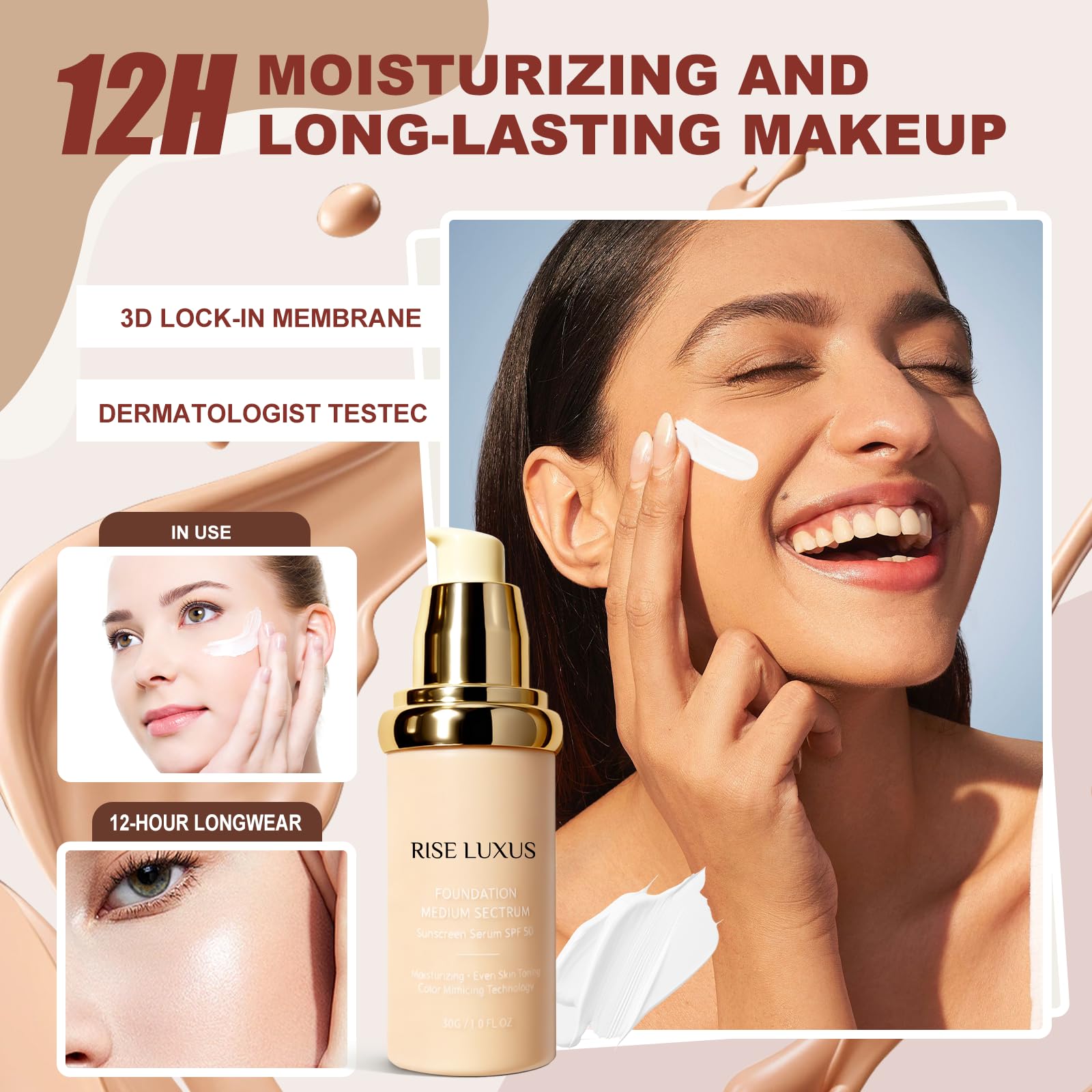 Rise Luxus Ultrablend 4-in-1 Foundation SPF 50 | Hydrating, Waterproof, 2025 Upgrade