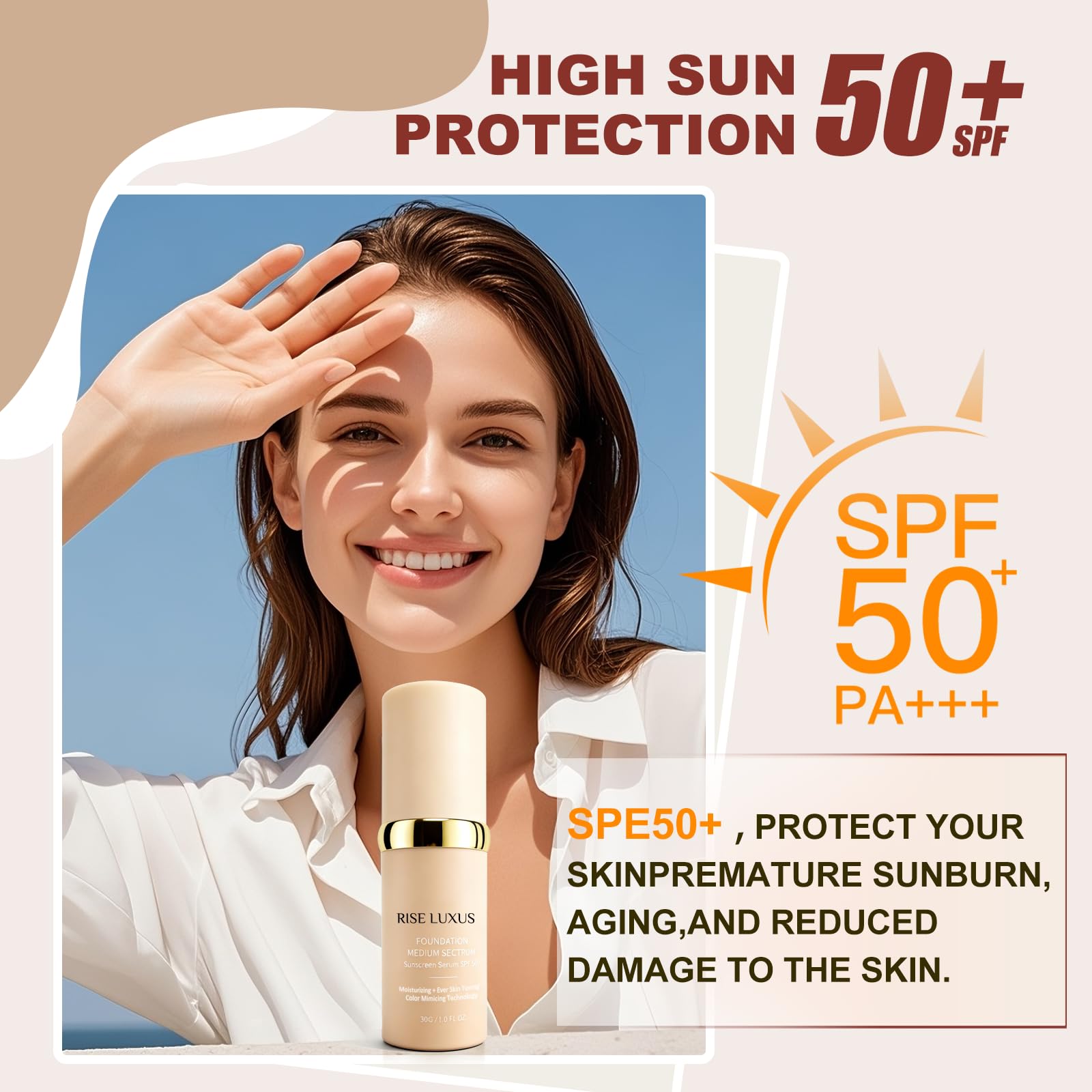 Rise Luxus Ultrablend 4-in-1 Foundation SPF 50 | Hydrating, Waterproof, 2025 Upgrade