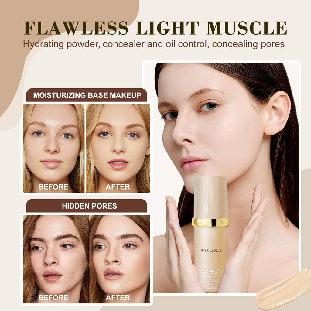 Rise Luxus Ultrablend 4 In 1 Foundation SPF 50 Waterproof – Lightweight Coverage
