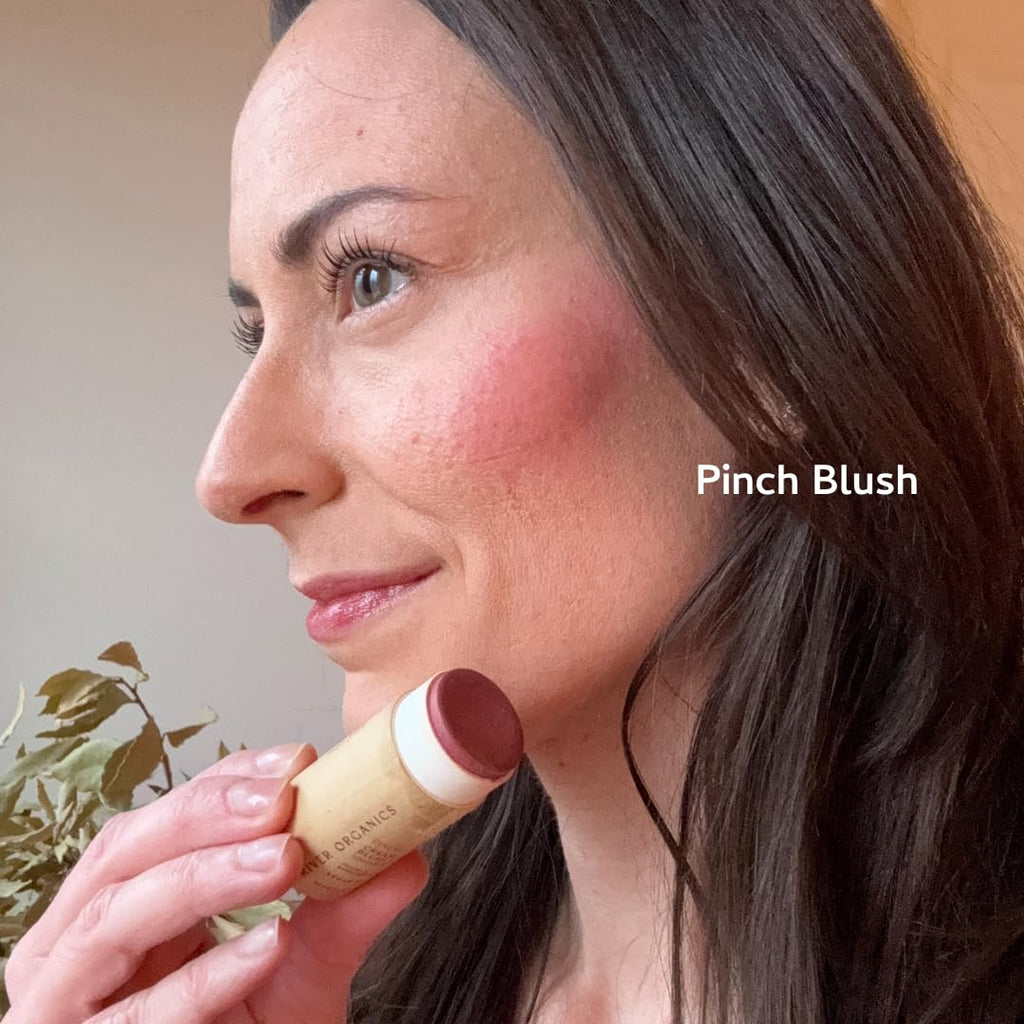 River Organics Vegan Blush Stick – Hydrating Multi-Use Cream Blush, Pinch, Plastic-Free Packaging | 0.50 oz
