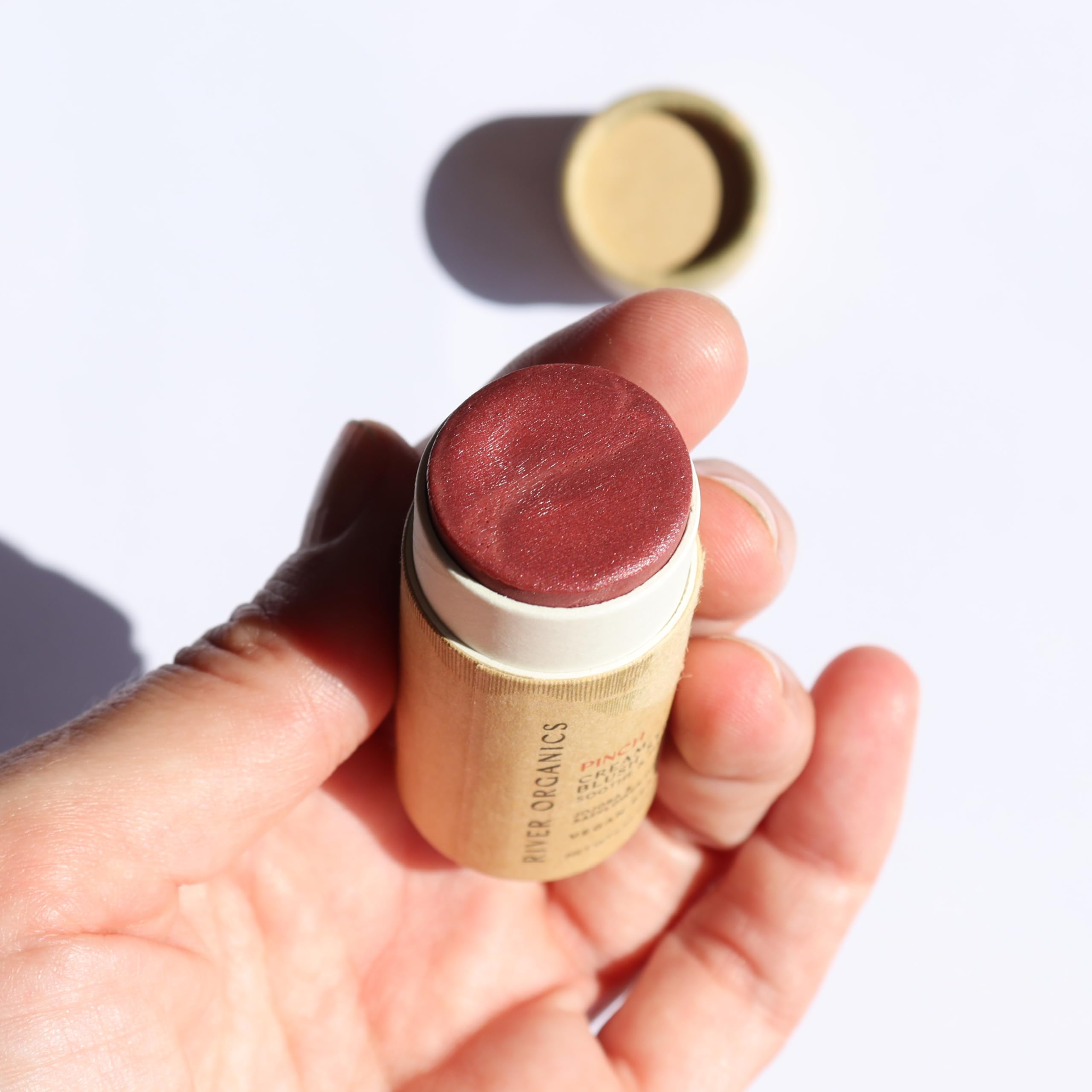 River Organics Vegan Blush Stick – Hydrating Multi-Use Cream Blush, Pinch, Plastic-Free Packaging | 0.50 oz