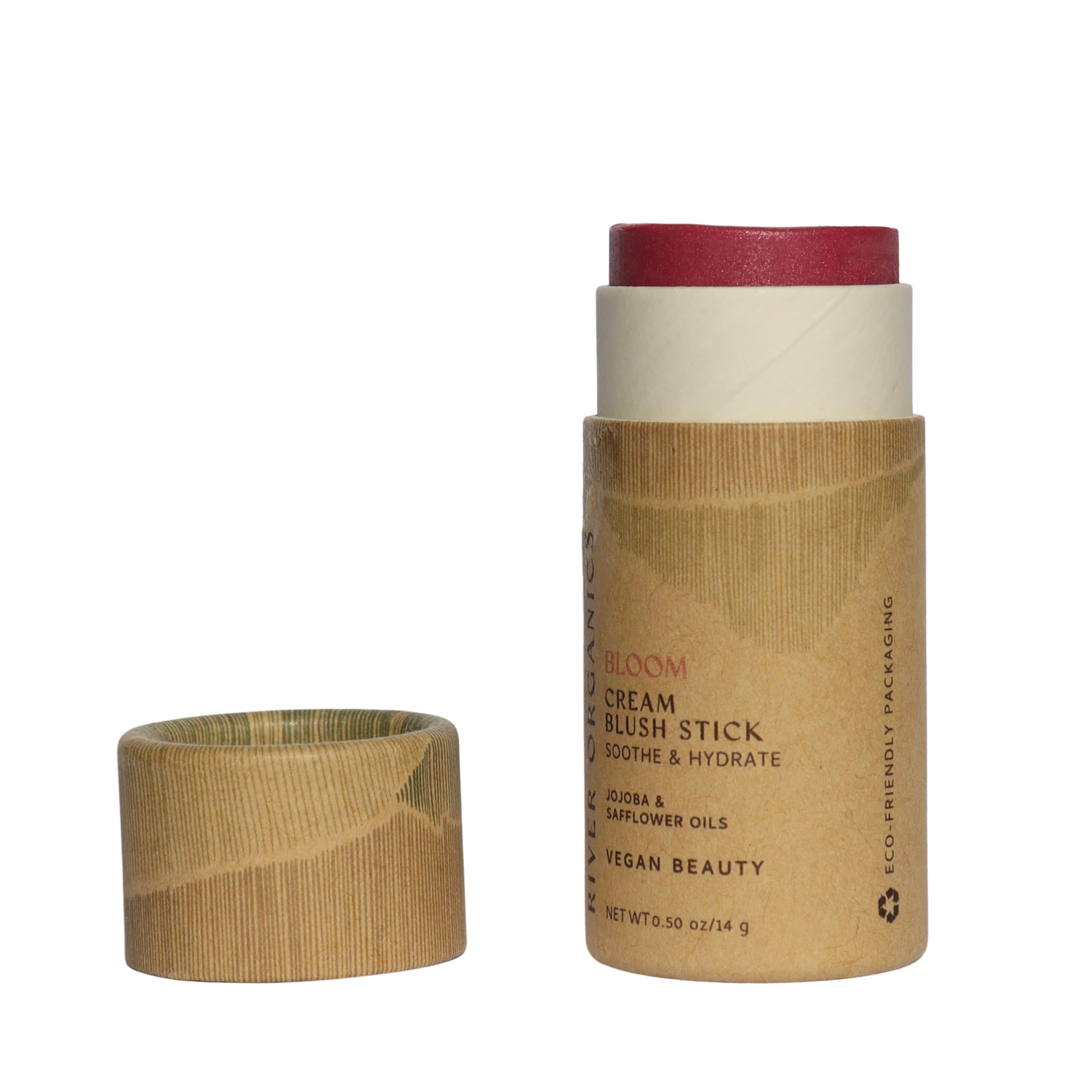 River Organics Vegan Blush Stick – Hydrating, Multi-Use Cream Blush in Bloom (0.50 oz) | Plastic-Free Packaging