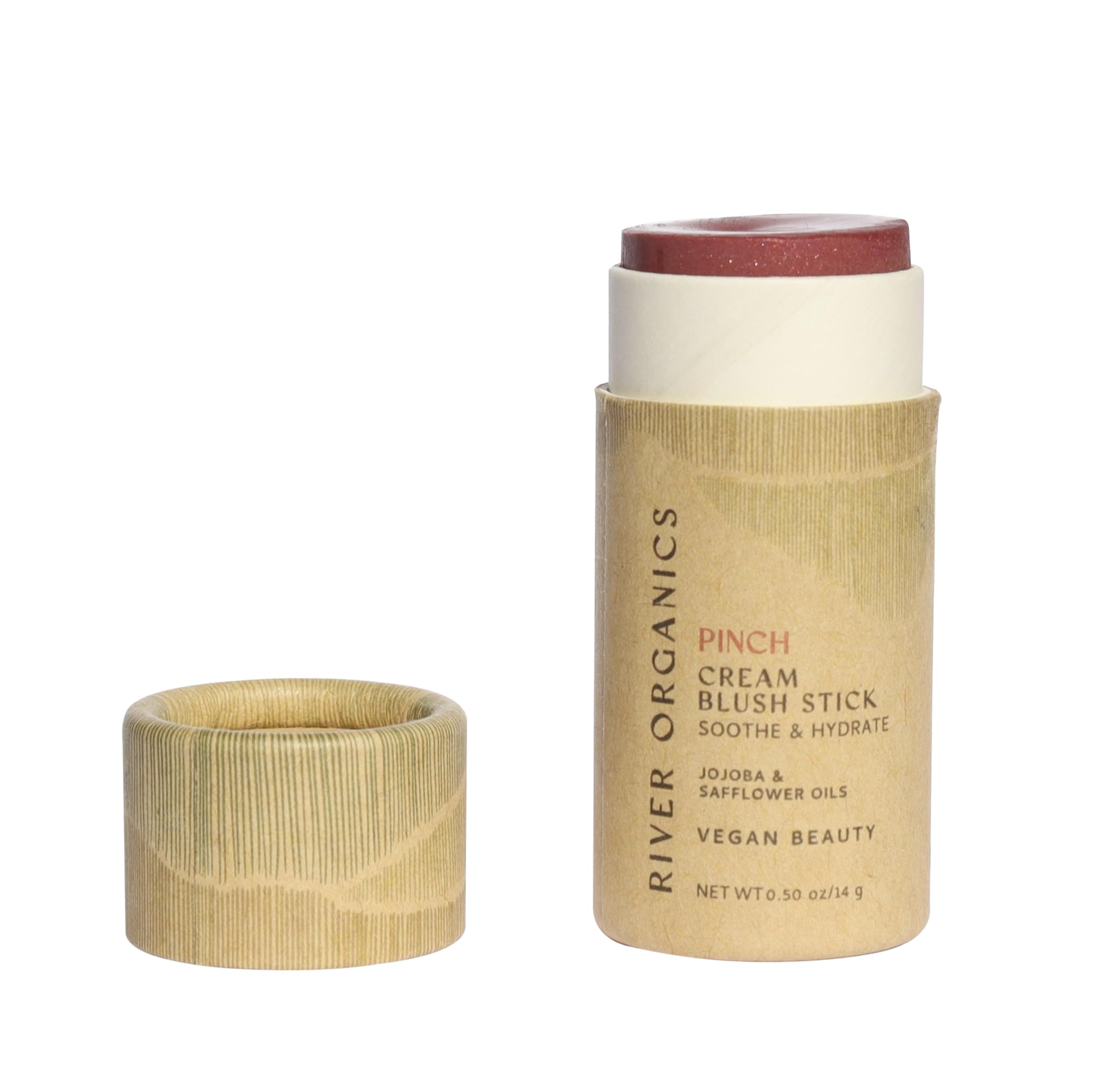 River Organics Vegan Blush Stick – Hydrating Multi-Use Cream Blush, Pinch, Plastic-Free Packaging | 0.50 oz