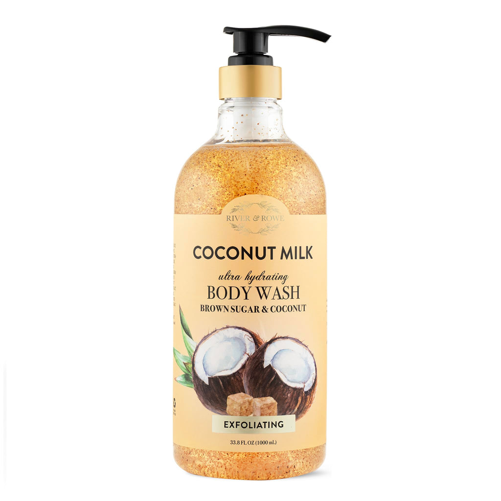 RIVER & ROWE Coconut Milk & Brown Sugar Exfoliating Body Wash – Ultra-Hydrating Cleanse