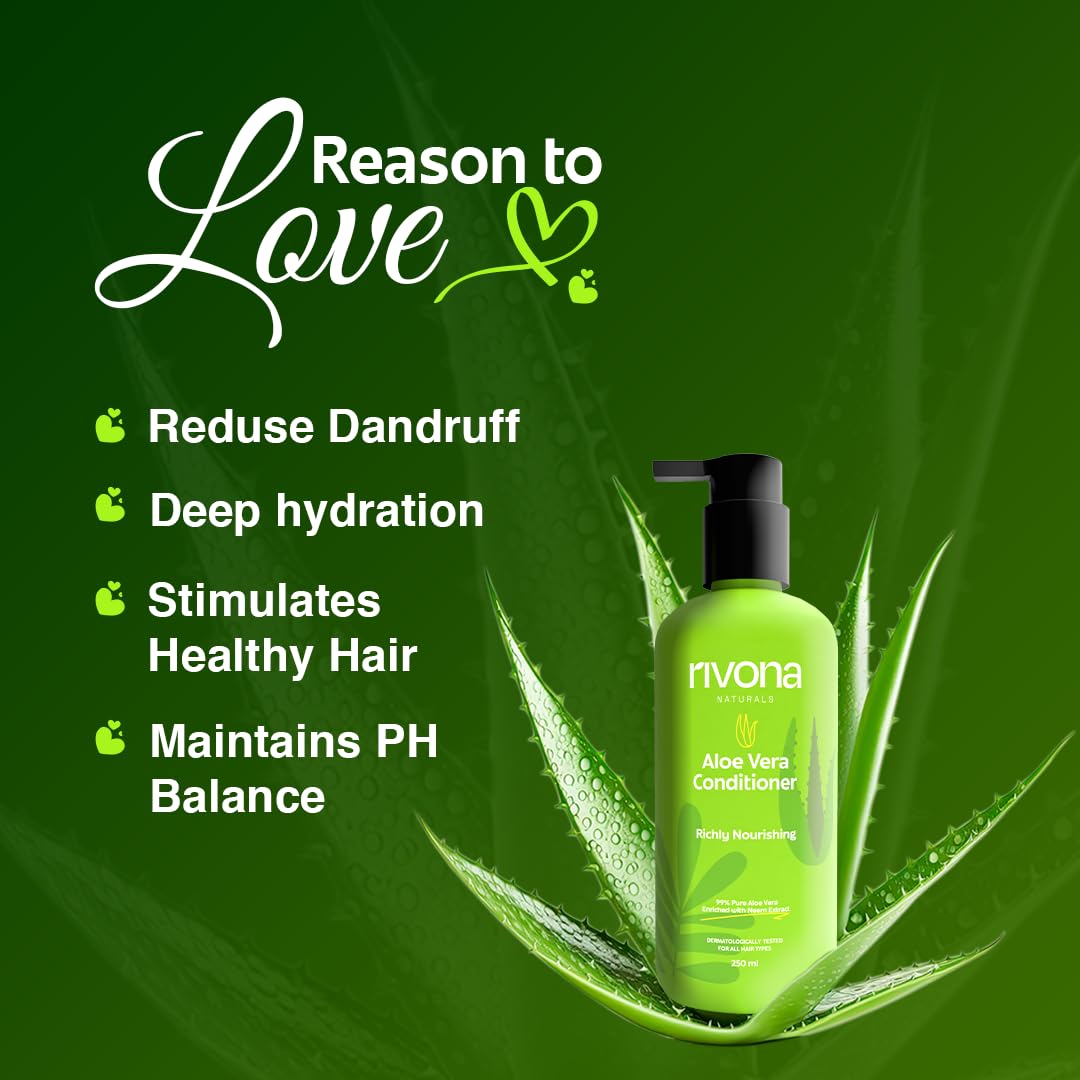 RIVONA NATURALS Aloe Vera Conditioner with Neem & Avocado Butter – Deep Hydration for Dry Hair