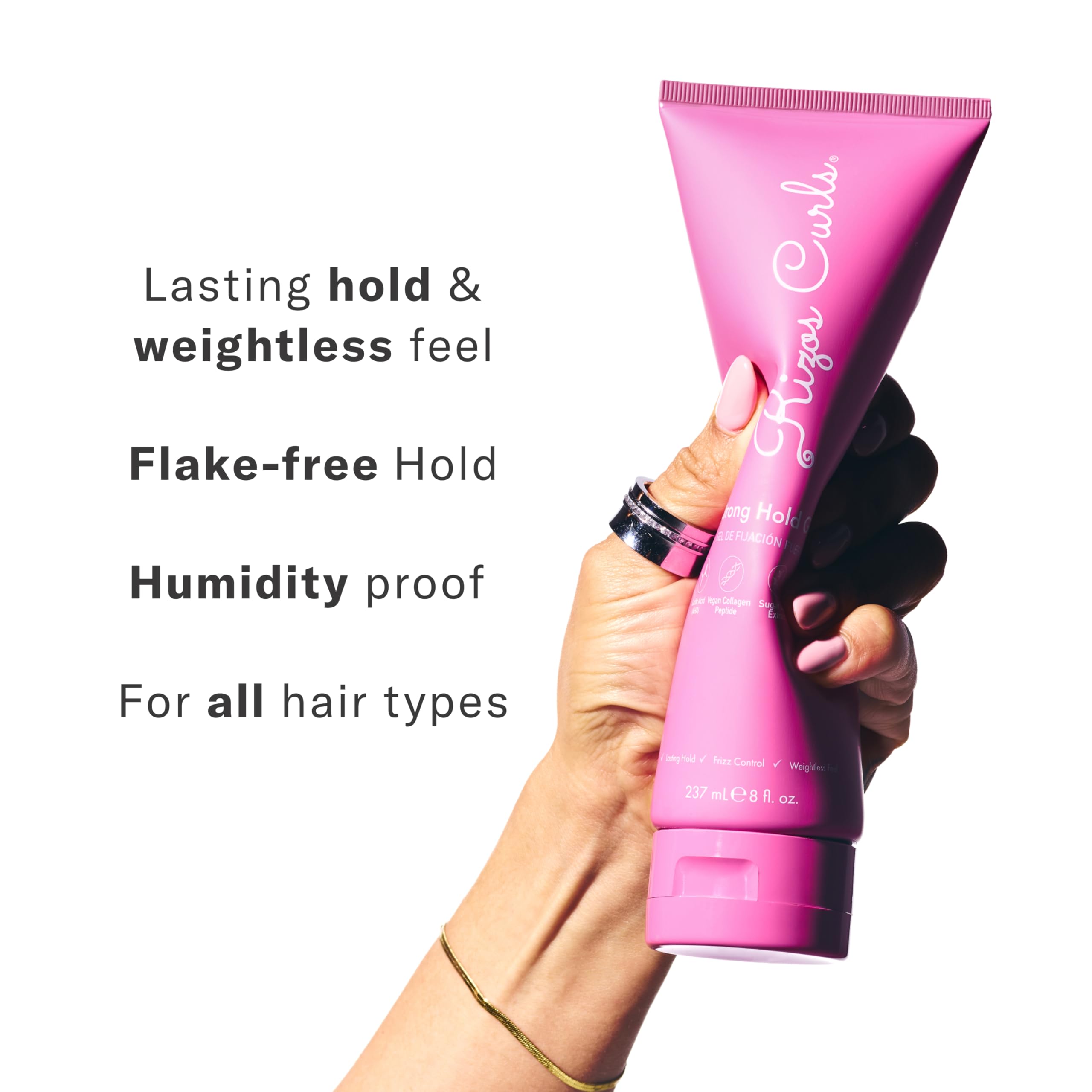 Rizos Curls Strong Hold Gel – Flake-Free, Long-Lasting Hold for Curly, Coily & Wavy Hair | 8oz