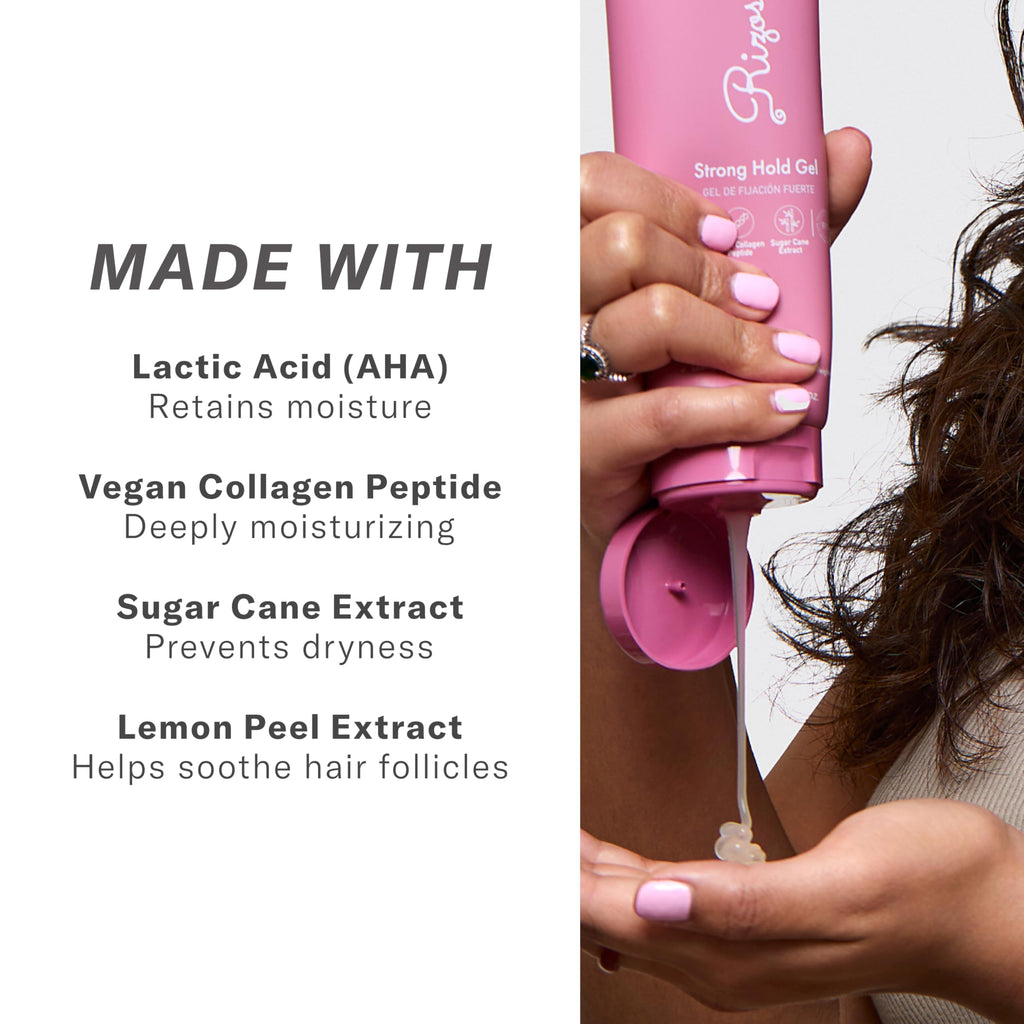 Rizos Curls Strong Hold Gel – Flake-Free, Long-Lasting Hold for Curly, Coily & Wavy Hair | 8oz