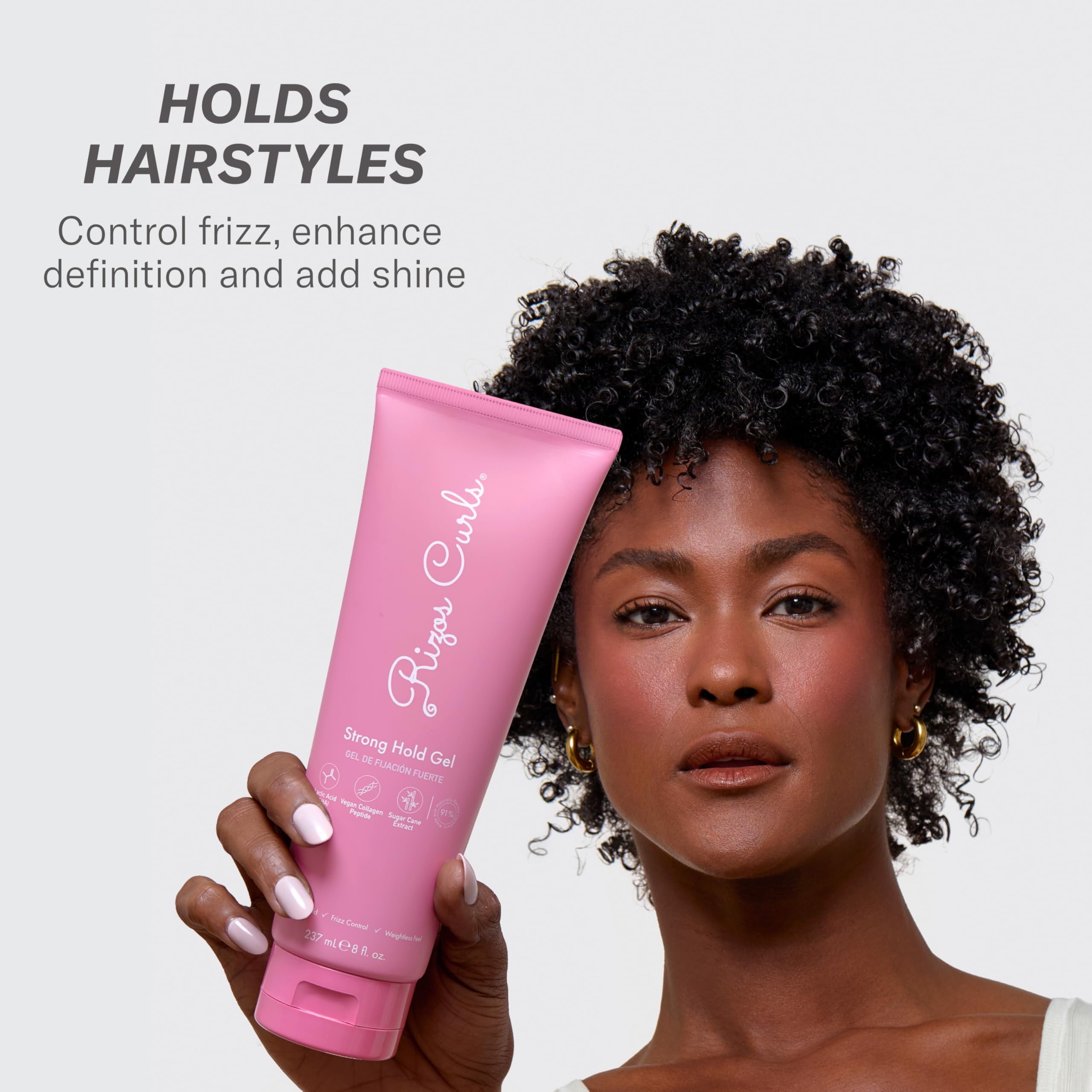 Rizos Curls Strong Hold Gel – Flake-Free, Long-Lasting Hold for Curly, Coily & Wavy Hair | 8oz