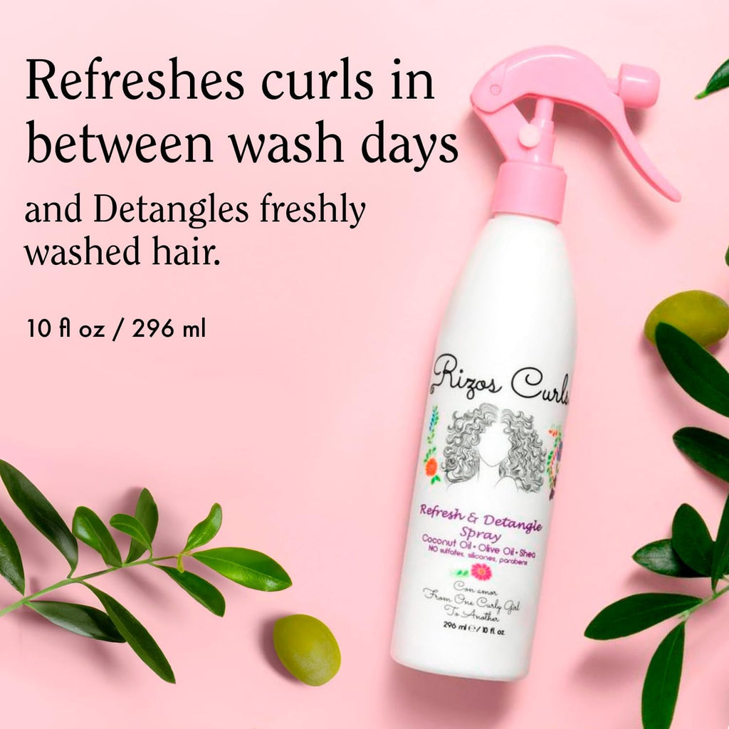 Rizos Curls Travel Refresh & Detangle Spray – Lightweight Leave-In Moisturizer