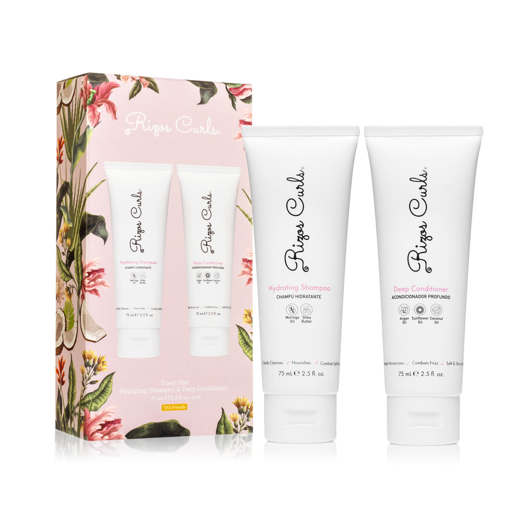 Rizos Curls Travel Wash Day Bundle: Hydrating Shampoo & Deep Conditioner for Curly Hair