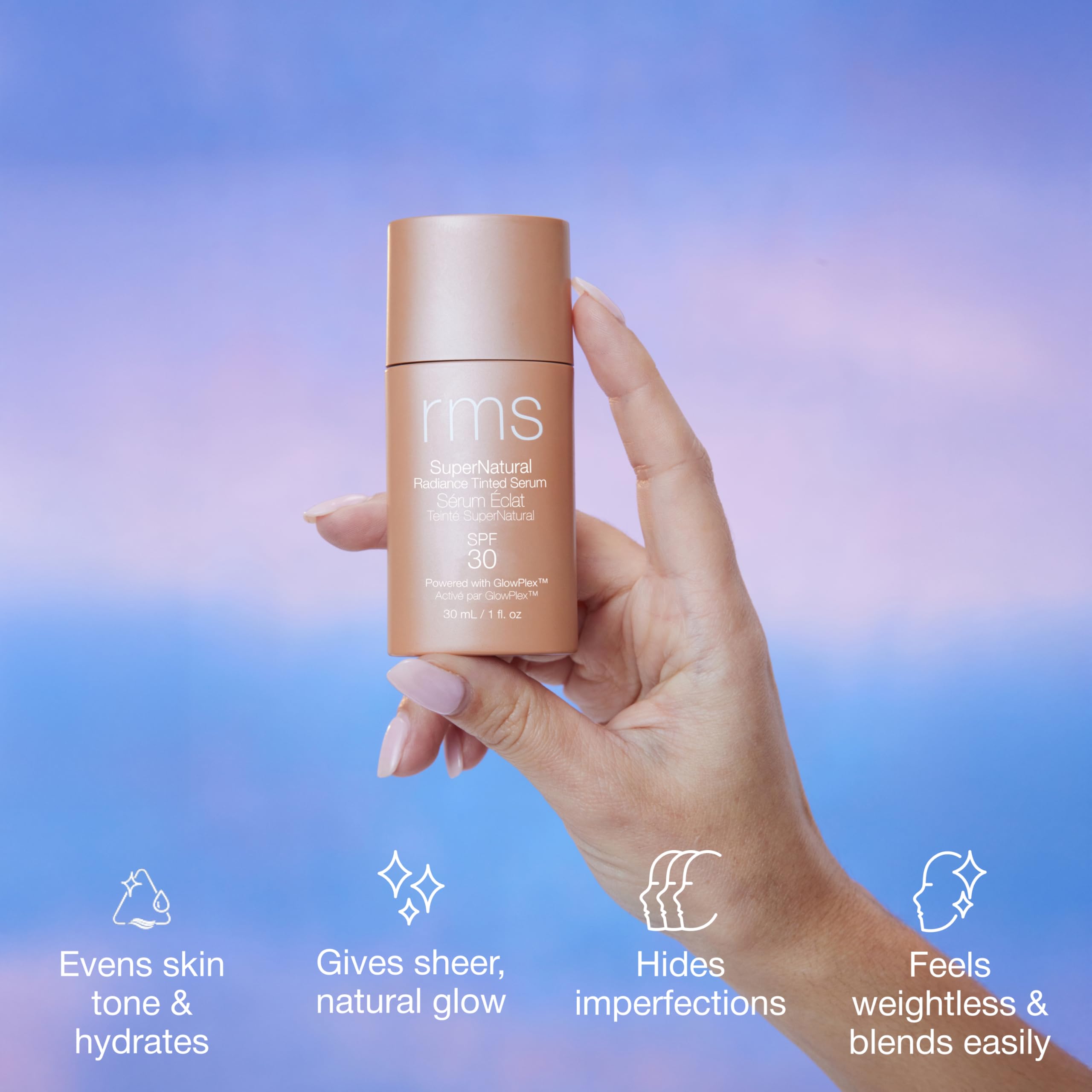 RMS Beauty Supernatural Radiance Serum SPF 30 – Lightweight Mineral Sunscreen & Glow-Enhancing Tint