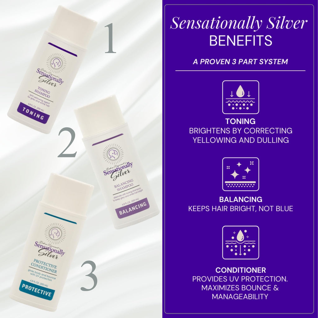 Robin Norwood's Sensationally Silver Balancing Shampoo – Grey & White Hair, Gentle, Prevents Over-Toning | 6.8 oz