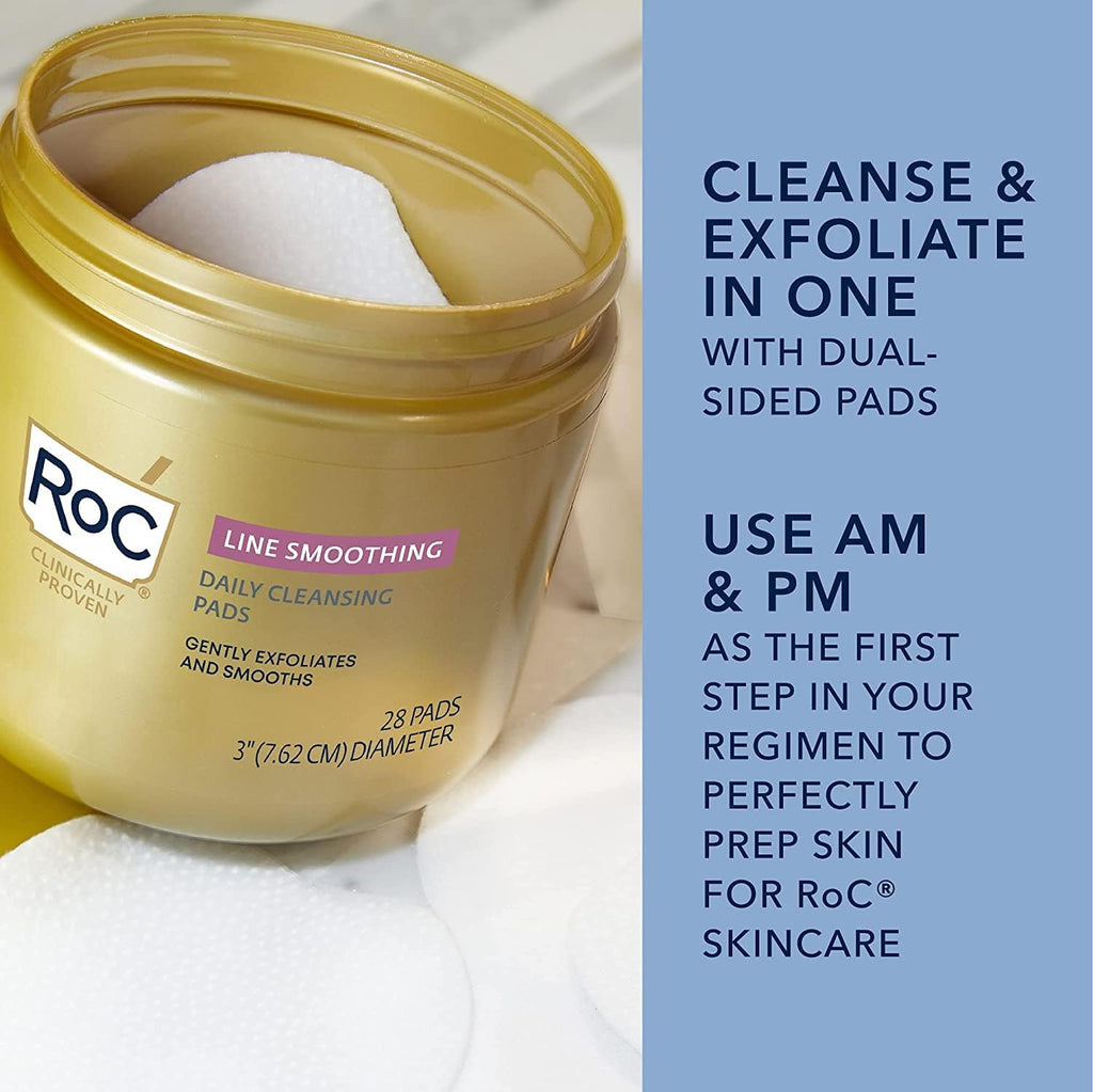 RoC Daily Resurfacing Disks – Exfoliating Pads, Hypoallergenic & Oil-Free (28 ct)