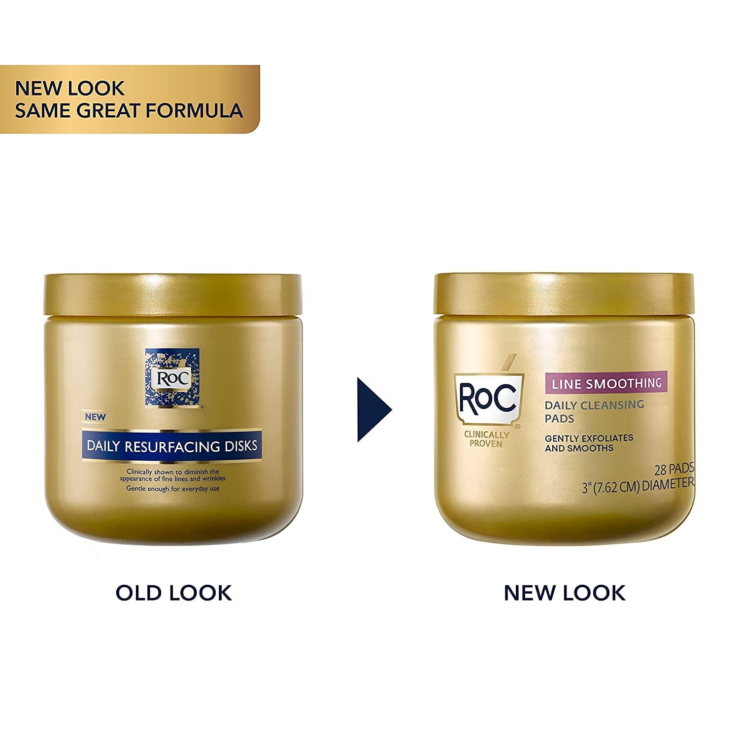 RoC Daily Resurfacing Disks – Exfoliating Pads, Hypoallergenic & Oil-Free (28 ct)