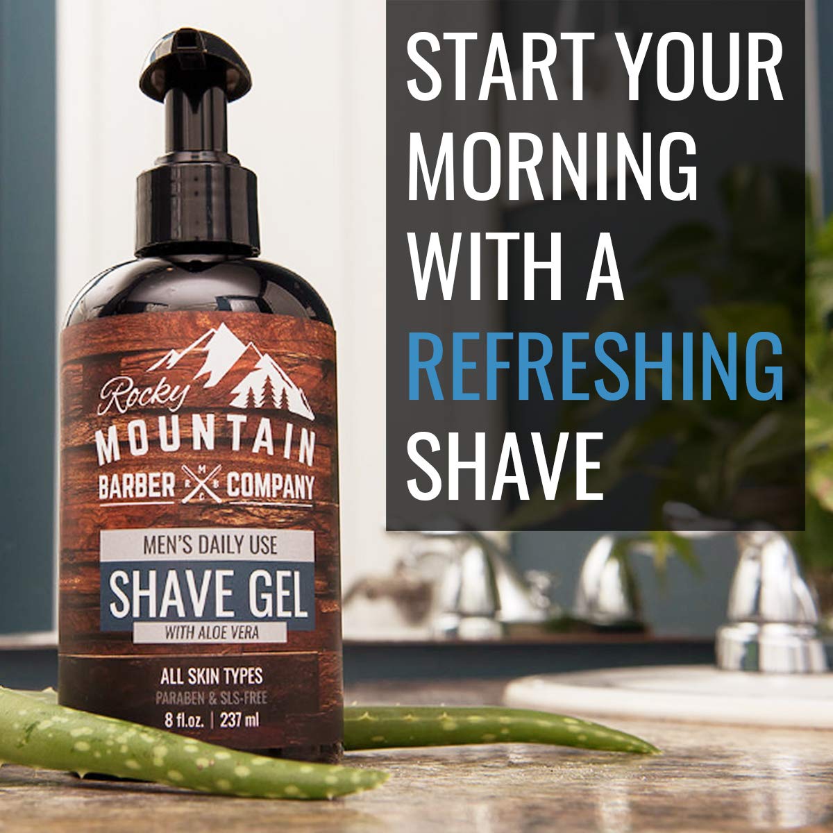 Rocky Mountain Barber Company Men’s Shave Gel – Clear Gel for Precise Shaving (8 oz)