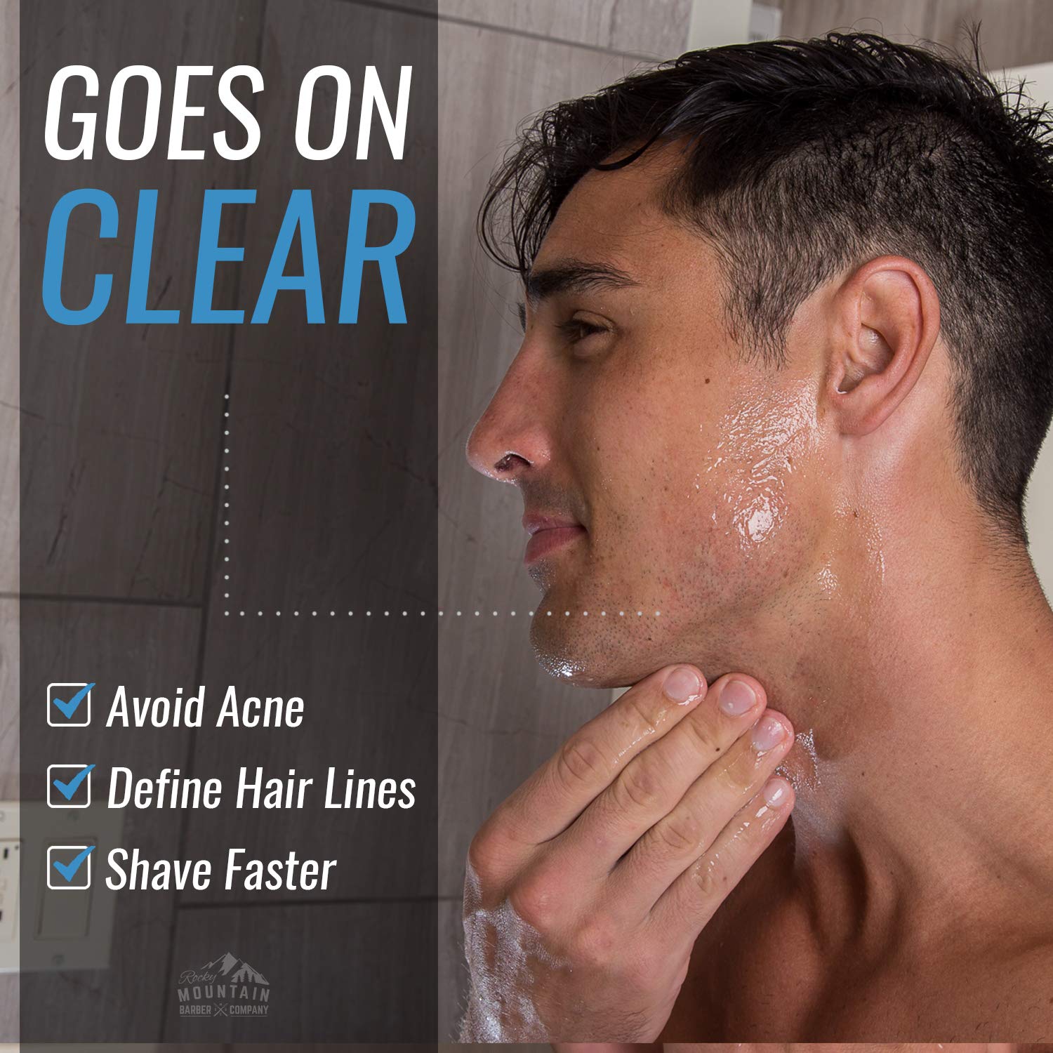 Rocky Mountain Barber Company Men’s Shave Gel – Clear Gel for Precise Shaving (8 oz)