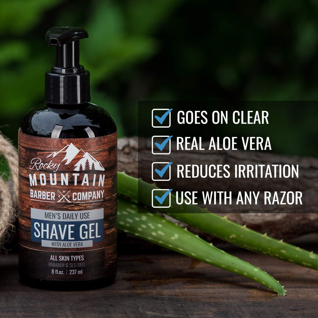Rocky Mountain Barber Company Men’s Shave Gel – Clear Gel for Precise Shaving (8 oz)