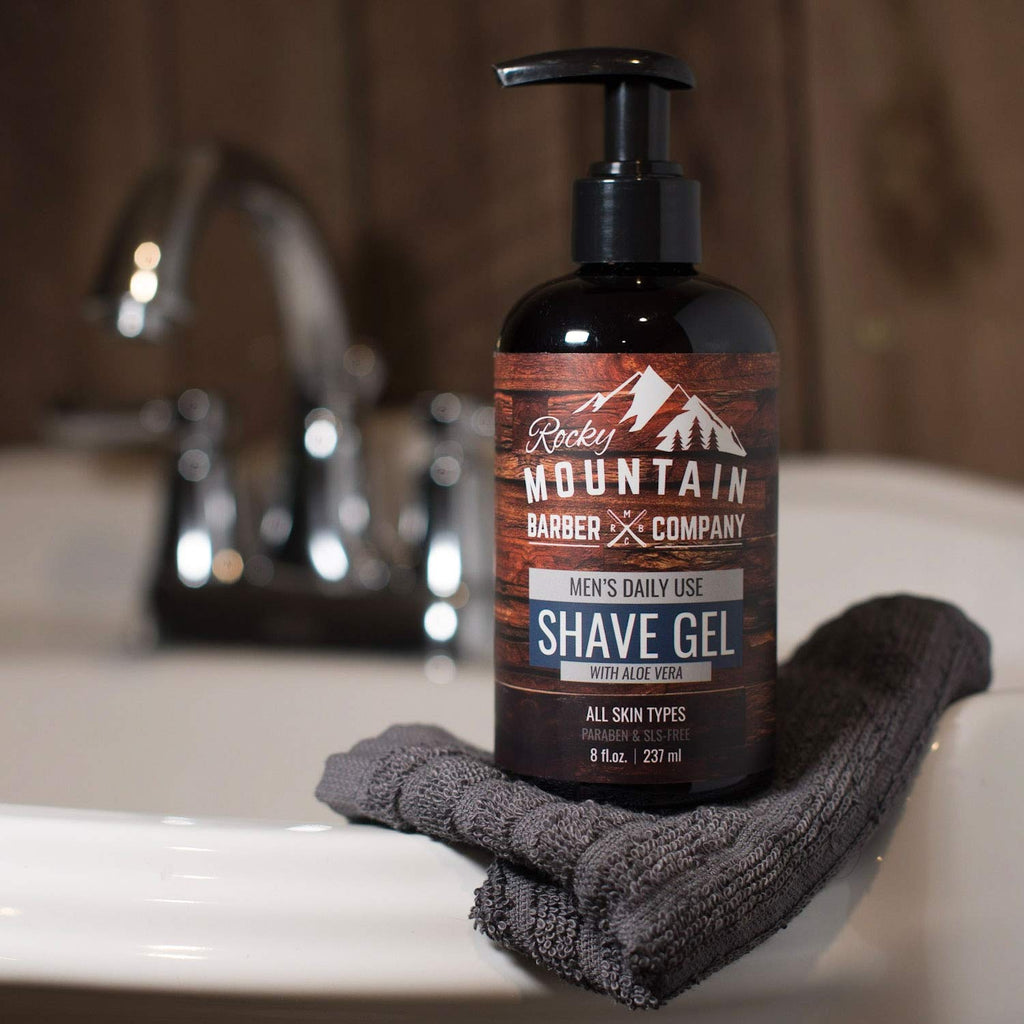 Rocky Mountain Barber Company Men’s Shave Gel – Clear Gel for Precise Shaving (8 oz)