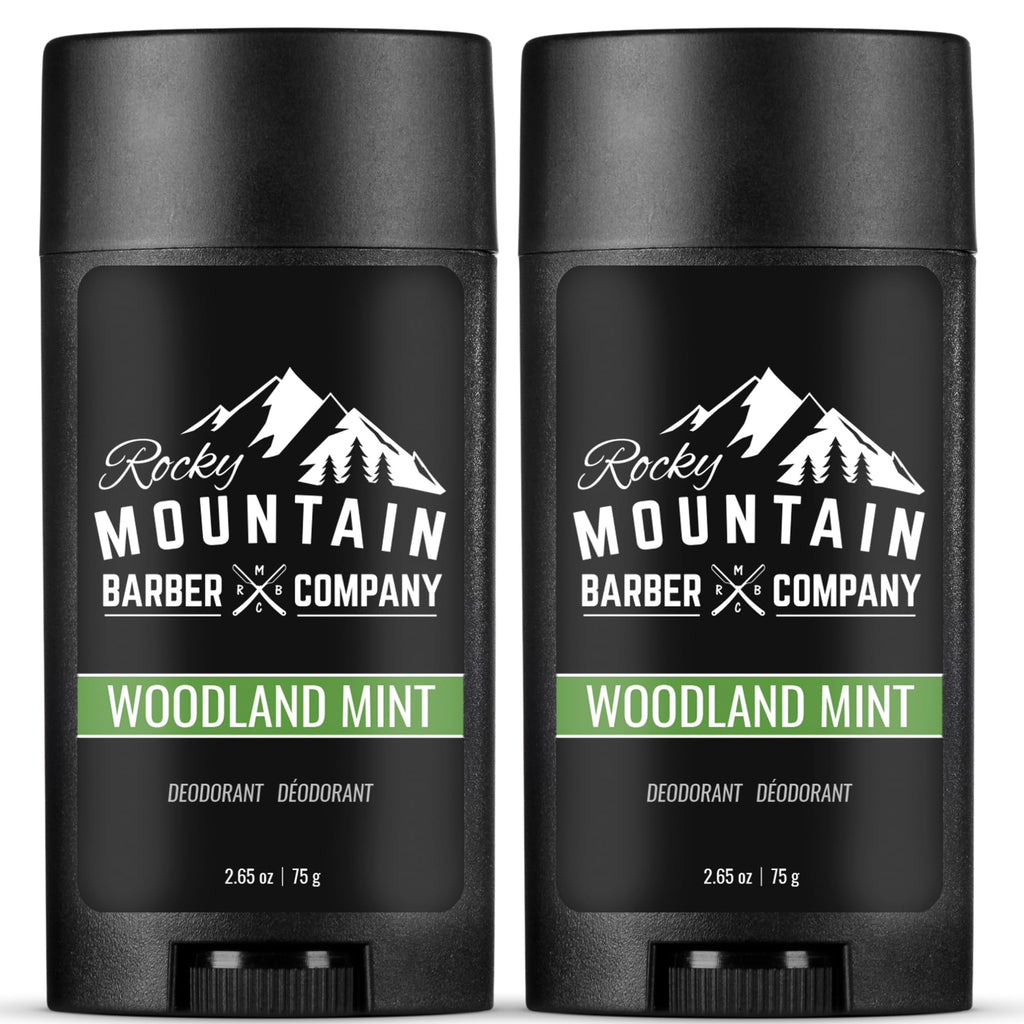 Rocky Mountain Barber Co – Natural Deodorant for Men (2 Pack) – Aluminum-Free, Woodland Mint