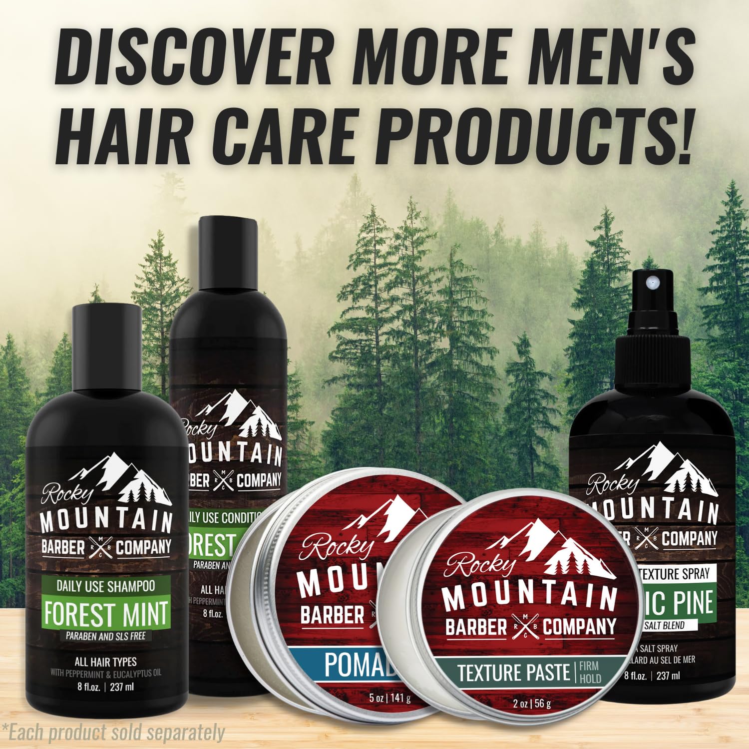 Rocky Mountain Barber Pomade for Men – 5 oz, Water-Based, Strong Hold & High Shine
