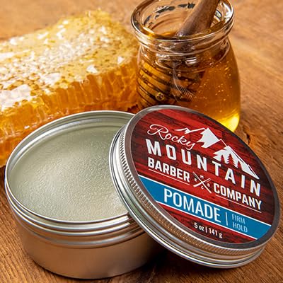 Rocky Mountain Barber Pomade for Men – 5 oz, Water-Based, Strong Hold & High Shine