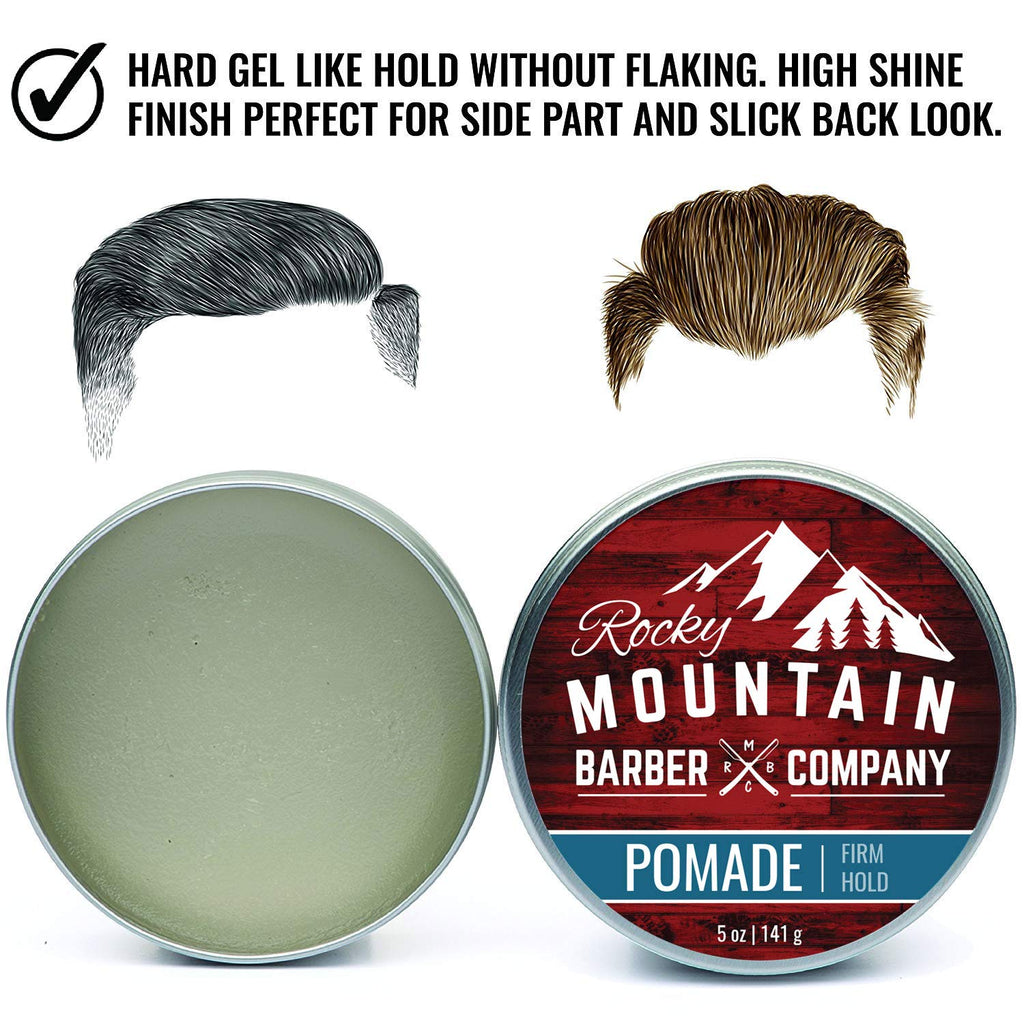 Rocky Mountain Barber Pomade for Men – 5 oz, Water-Based, Strong Hold & High Shine
