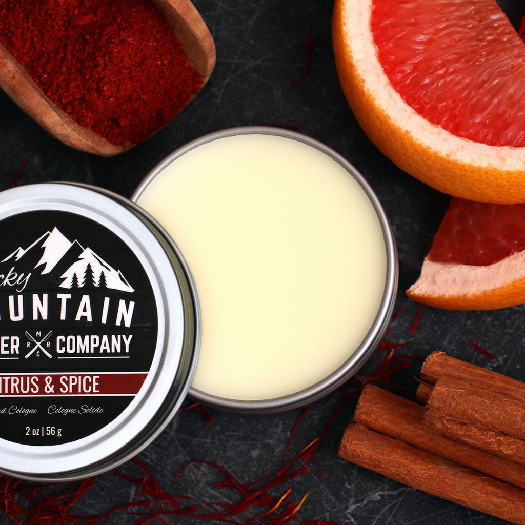Rocky Mountain Barber Company Solid Cologne for Men – Citrus & Spice, 2 oz