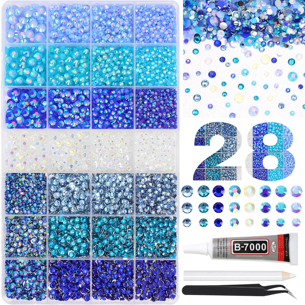 RODAKY Blue Rhinestones for Nails – 3-6mm Resin Flatback Gems Kit
