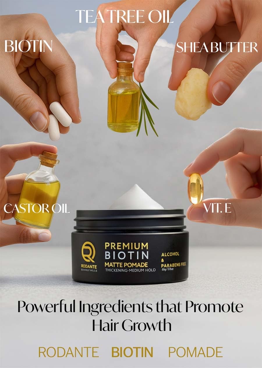 Rodante Beverly Hills Biotin Matte Cream Texture Paste – Medium Hold & Thickening Support (85 g / 3 oz)