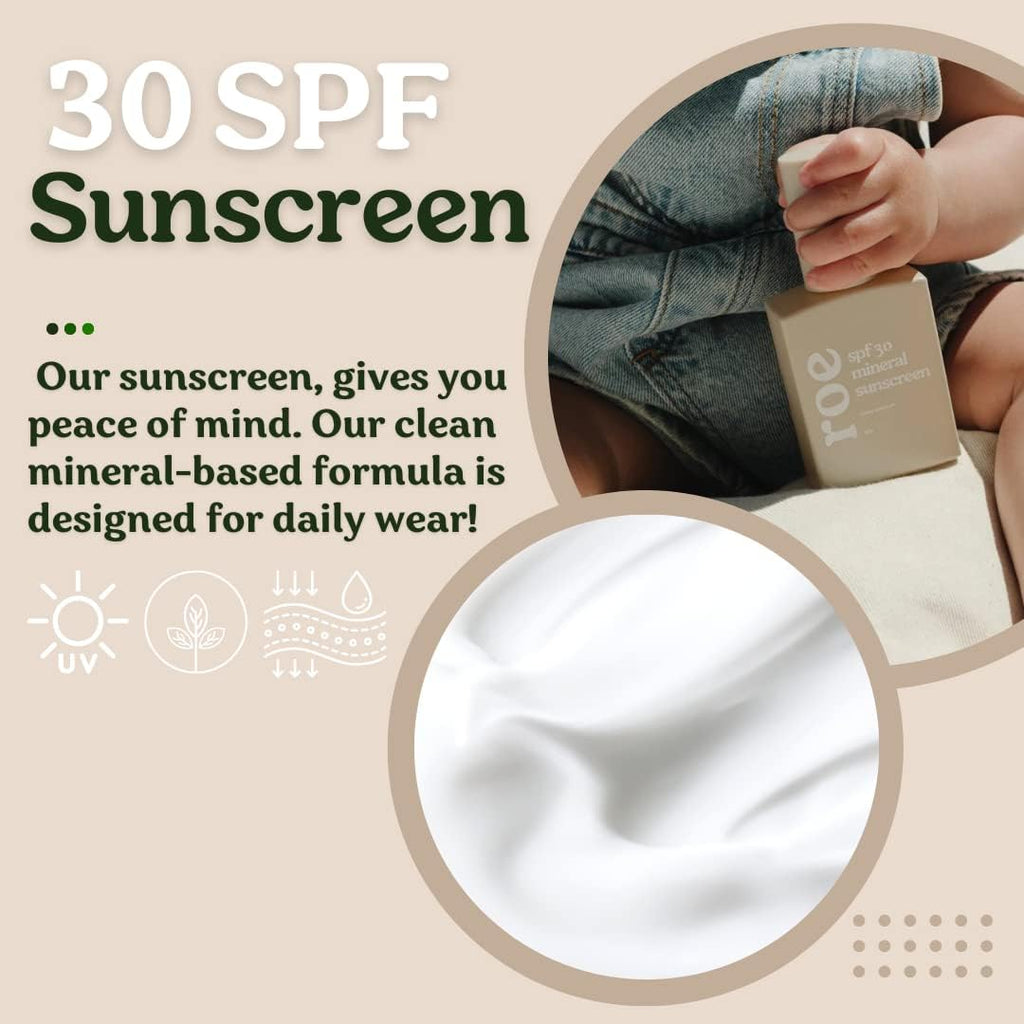 Roe Wellness Baby Mineral Sunscreen SPF 30 | Non-Greasy, Reef Safe, Paraben-Free