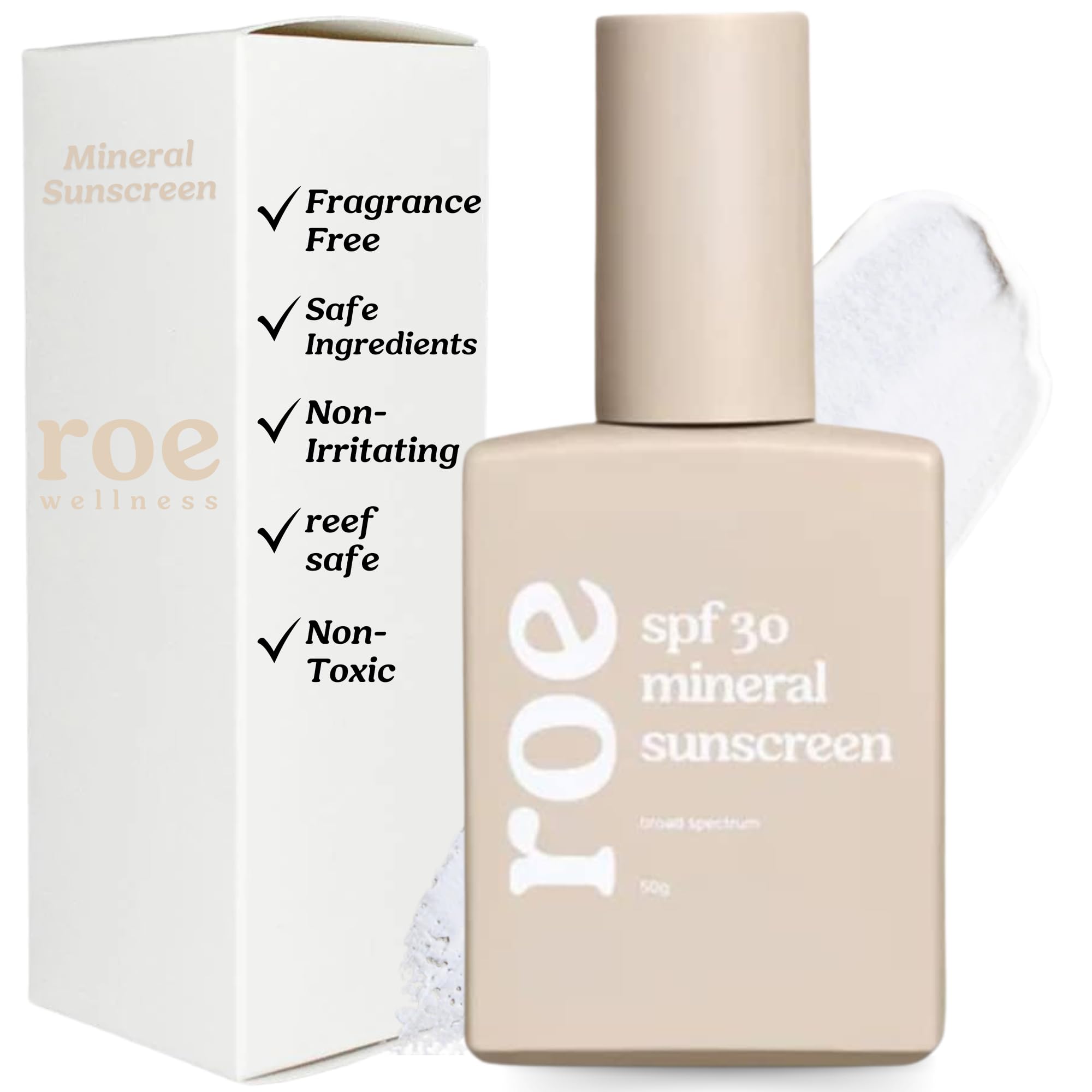 Roe Wellness Baby Mineral Sunscreen SPF 30 | Non-Greasy, Reef Safe, Paraben-Free