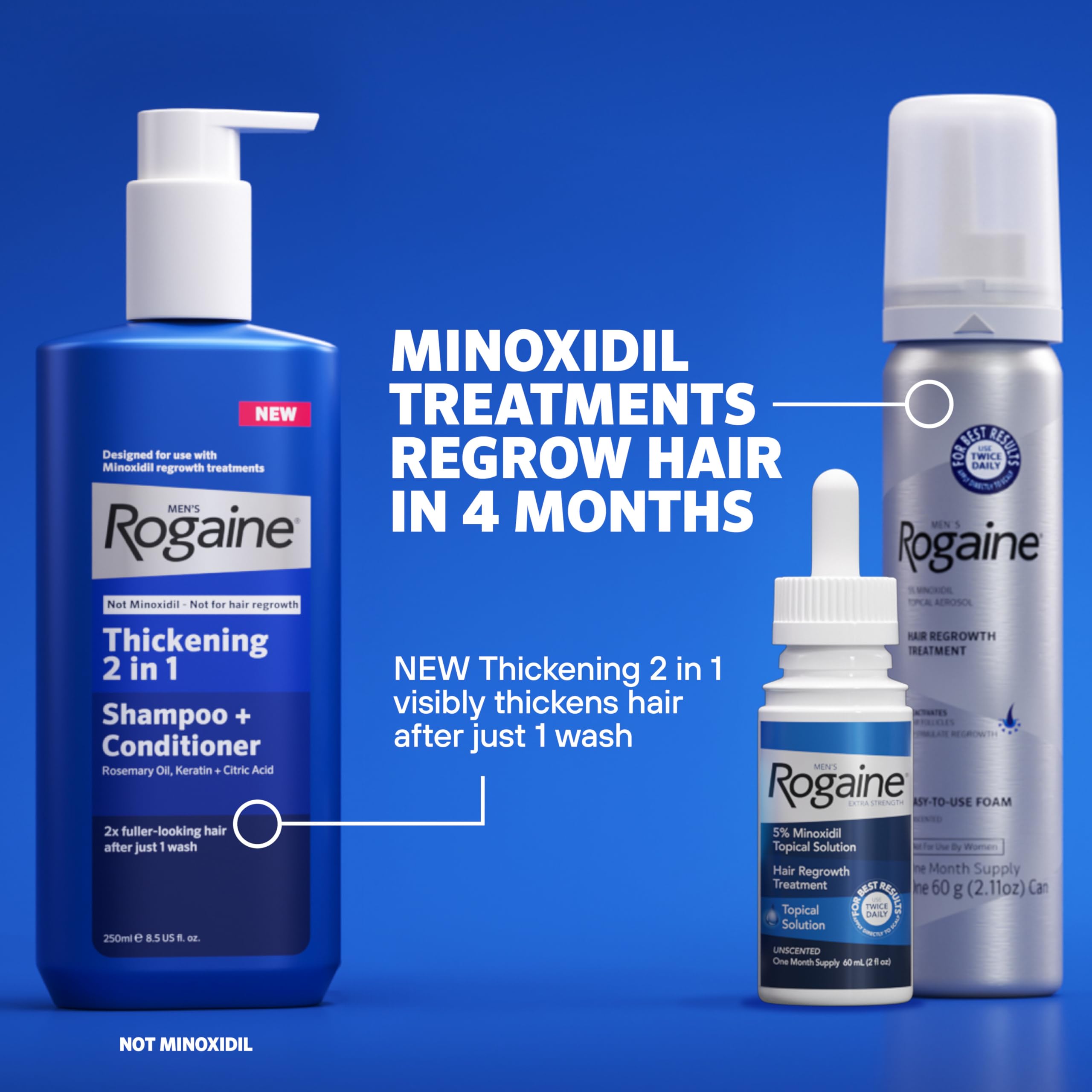 Rogaine Men’s Extra Strength 5% Minoxidil – Hair Regrowth for Men | 3-Month Supply