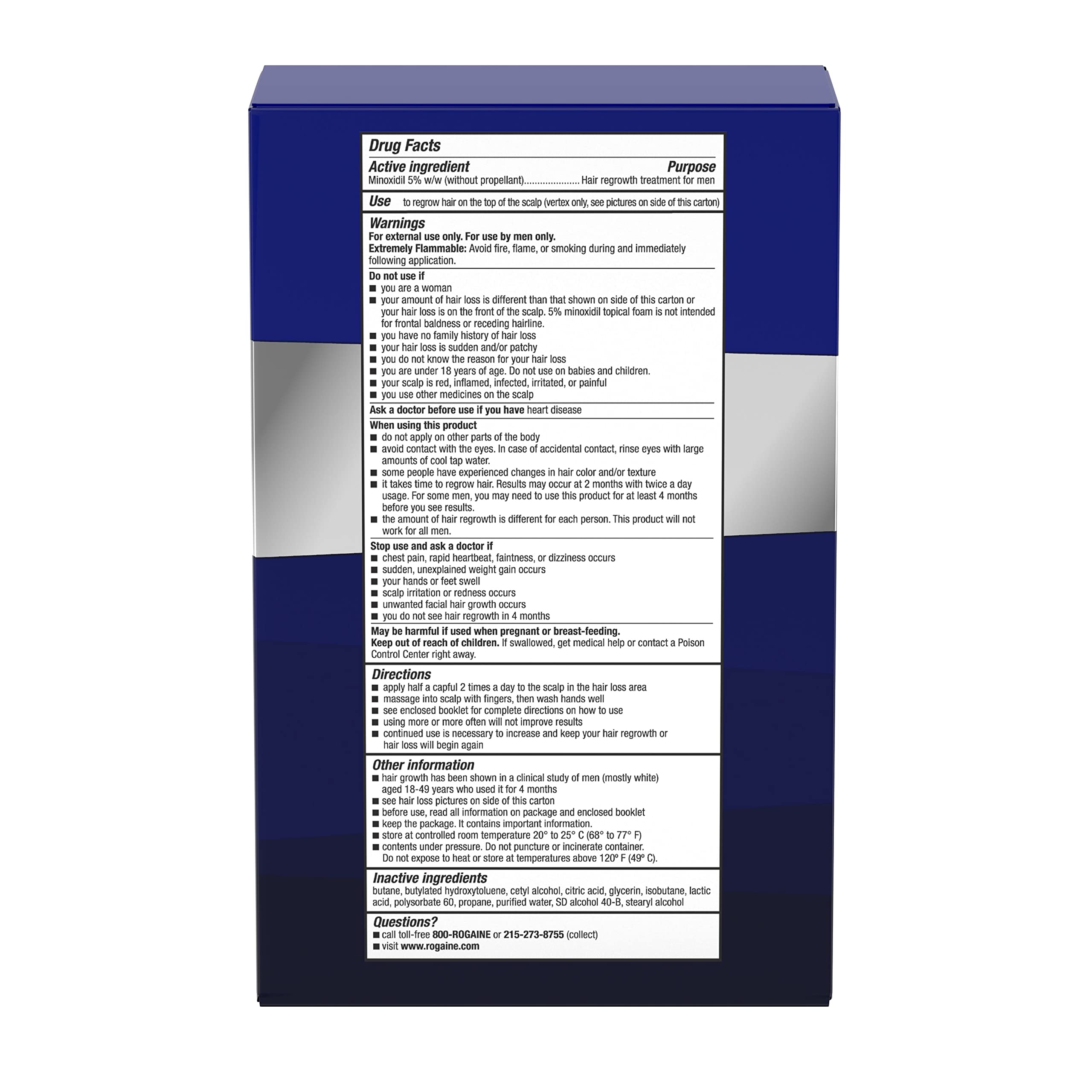 Rogaine Men’s 5% Minoxidil Foam for Hair Regrowth – Unscented, 3-Month Supply