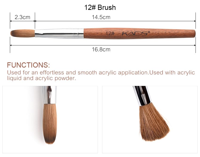 Rolabling Nail Brush Kolinsky Sable – Red Wooden Handle, 12# Professional Acrylic Nail Art Brush