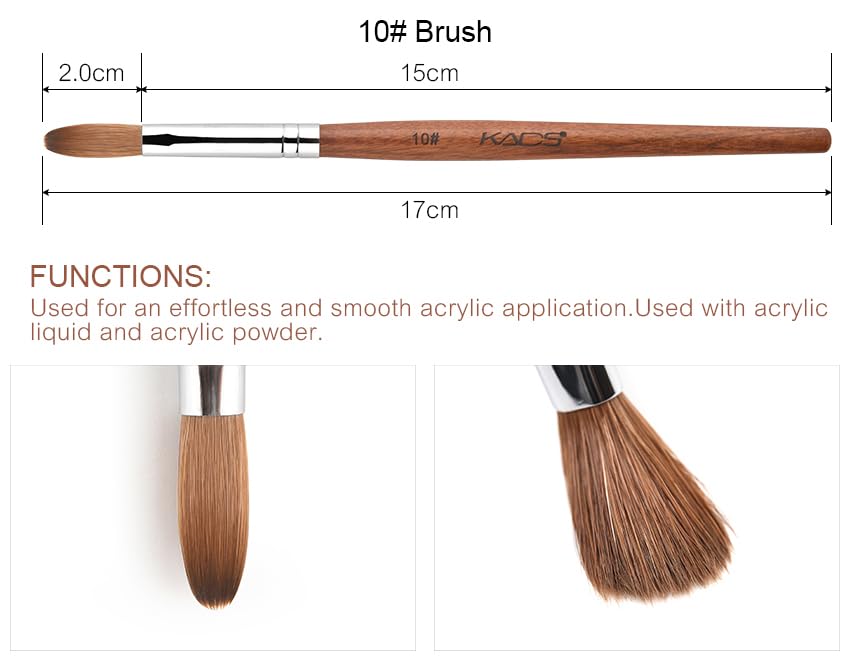 Rolabling Nail Brush Kolinsky Sable – Red Wood Handle, Acrylic Art Brush (Size 10)