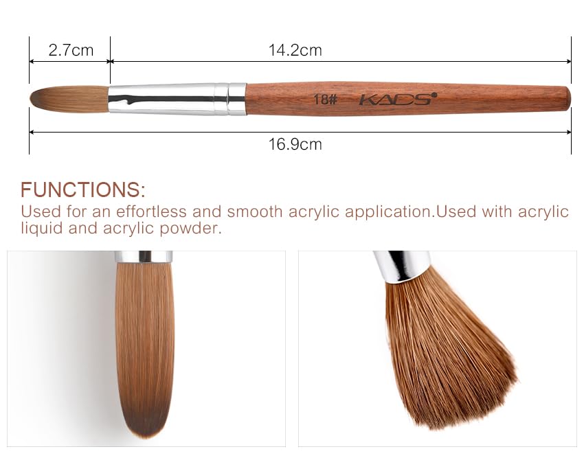 Rolabling Nail Brush Kolinsky Sable – Acrylic Nail Art Brush with Red Wooden Handle (18#)