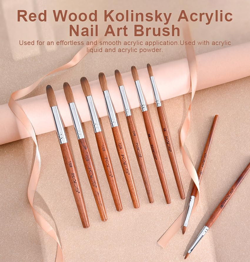 Rolabling Nail Brush Kolinsky Sable – Red Wood Handle, Acrylic Art Brush (Size 10)