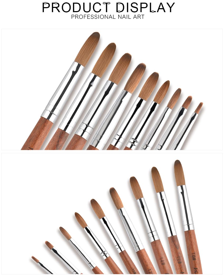 Rolabling Nail Brush Kolinsky Sable – Red Wooden Handle, 12# Professional Acrylic Nail Art Brush