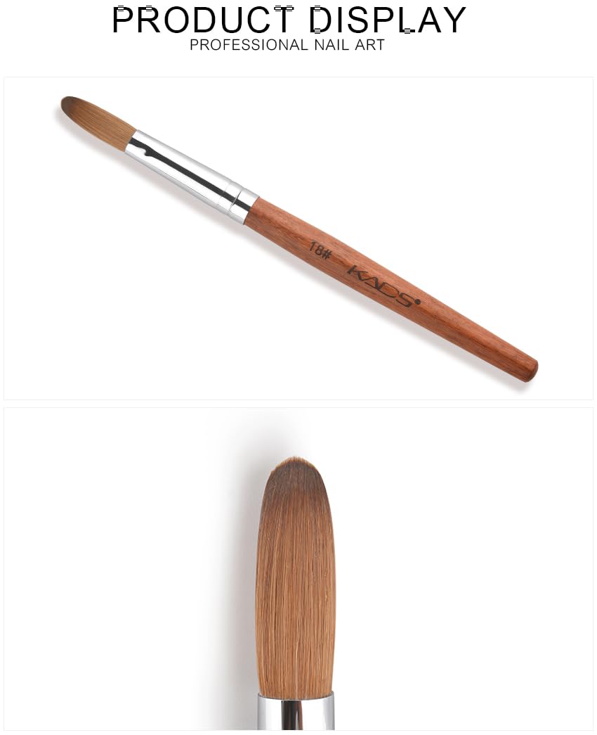 Rolabling Nail Brush Kolinsky Sable – Acrylic Nail Art Brush with Red Wooden Handle (18#)