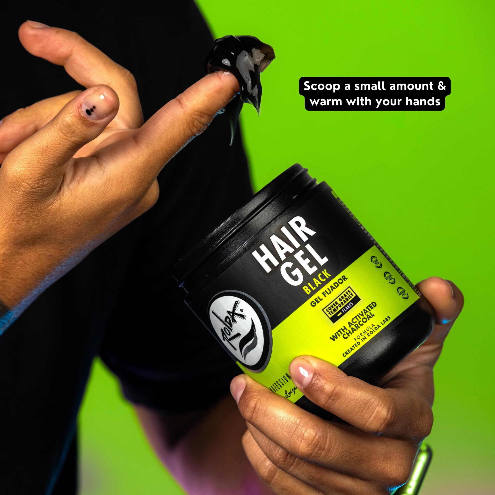 Rolda Black Hair Gel for Men – Medium Hold with Activated Charcoal