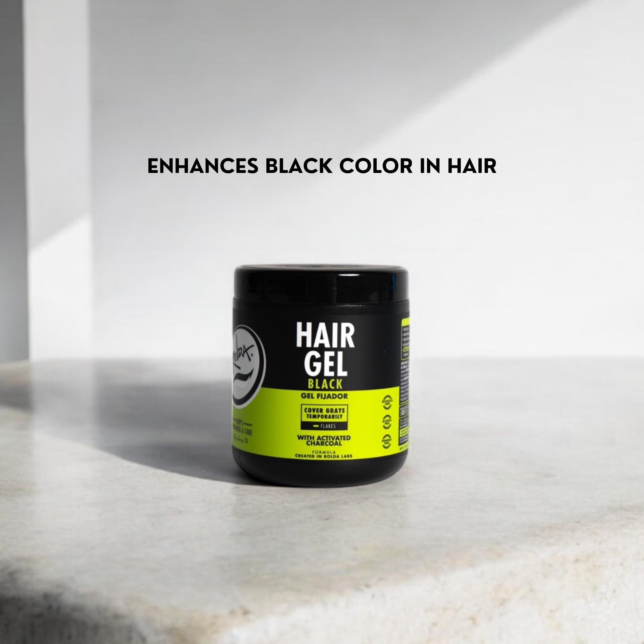 Rolda Black Hair Gel for Men – Medium Hold with Activated Charcoal