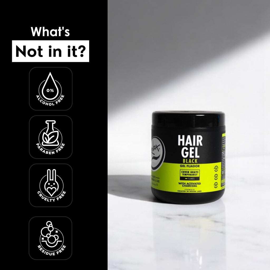 Rolda Black Hair Gel for Men – Medium Hold with Activated Charcoal