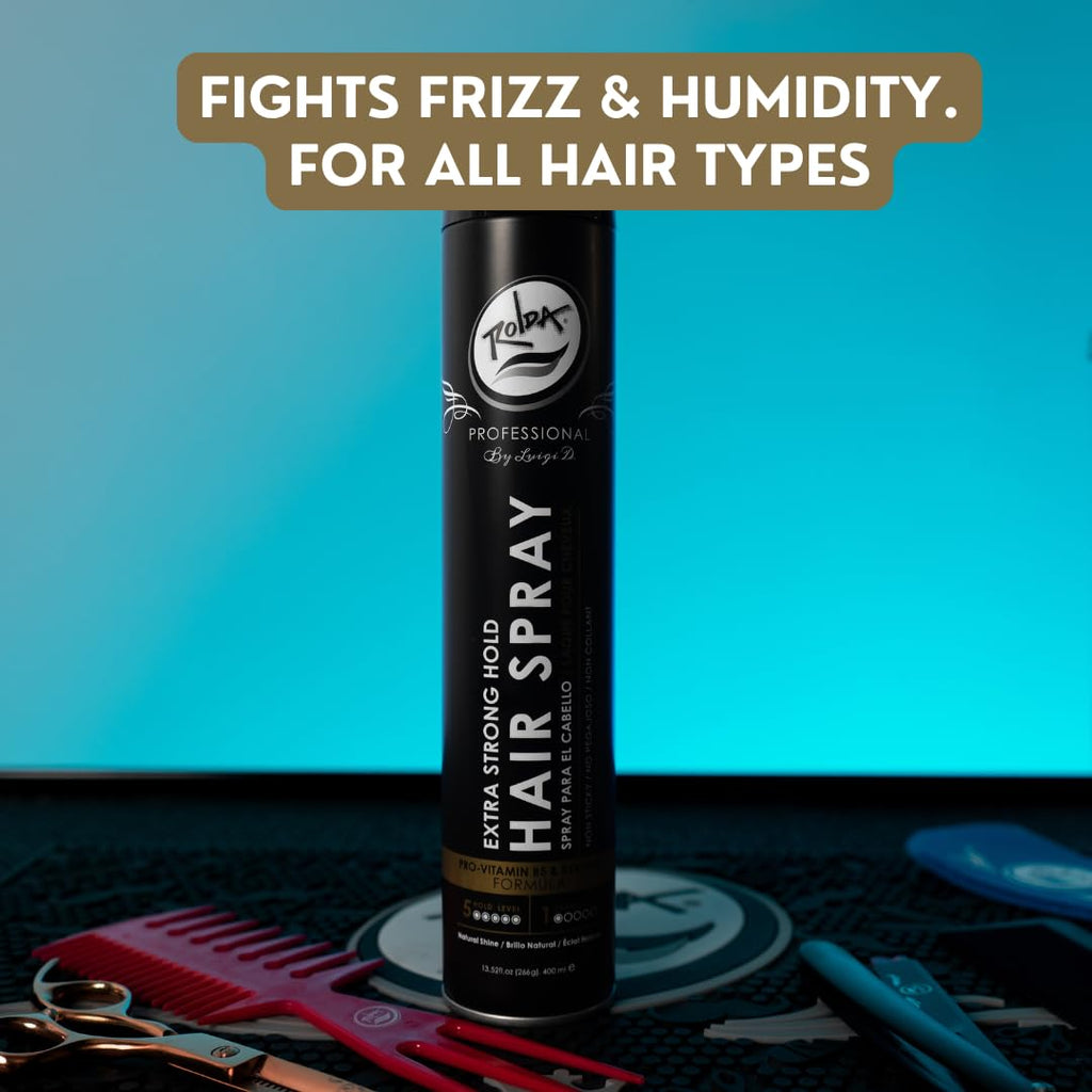 Rolda Extra Strong Hold Hair Spray for Men – Matte Finish, Pro-Vitamin B5, Humidity Control (13.52 oz)