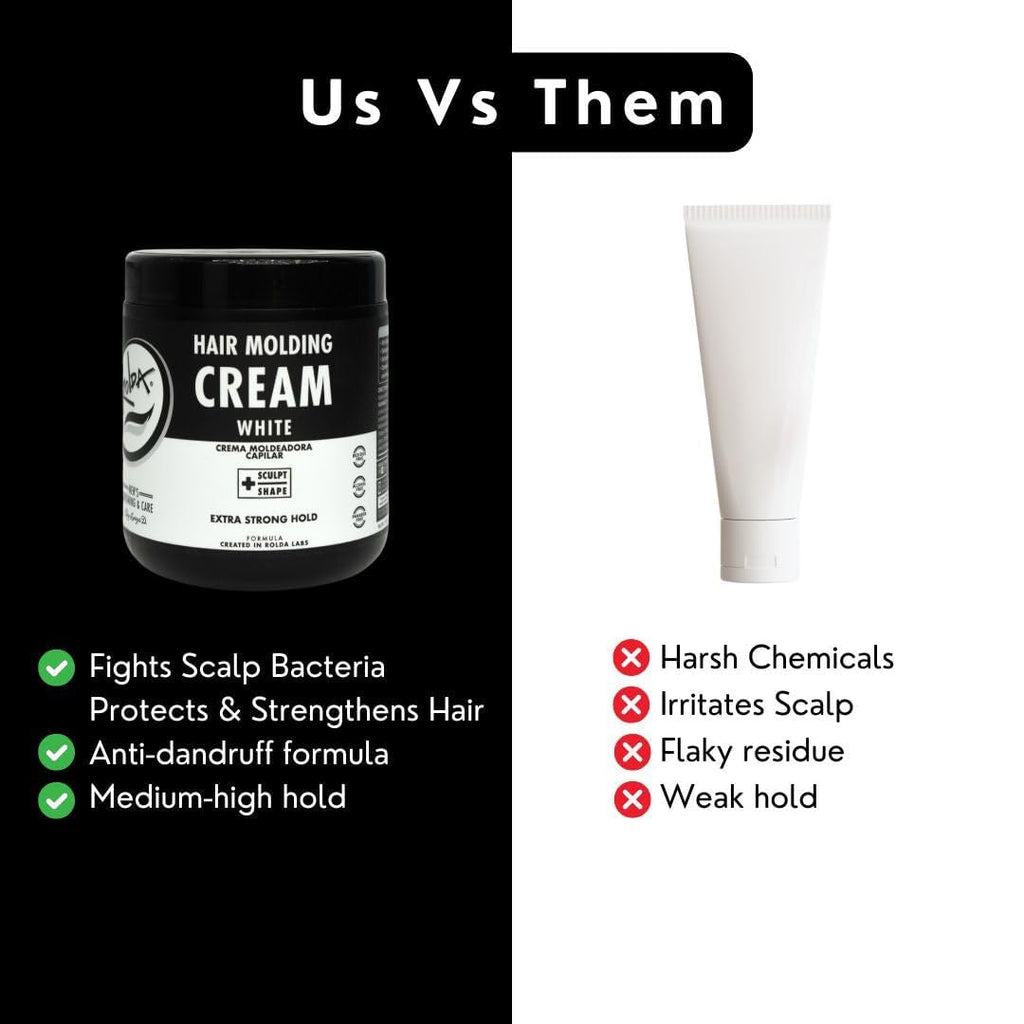 Rolda White Molding Hair Cream for Men – Medium-Strong Hold, Natural Finish, Alcohol & Paraben-Free (17.6 oz)