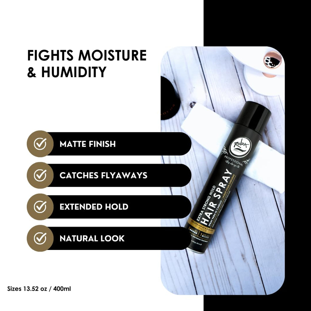 Rolda Extra Strong Hold Hair Spray for Men – Matte Finish, Pro-Vitamin B5, Humidity Control (13.52 oz)