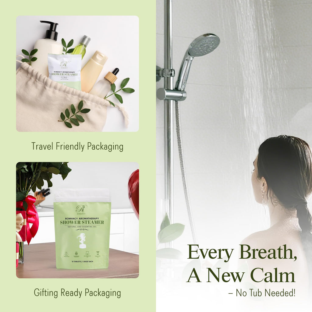Romancy Shower Steamers 10 Pack – Menthol, Eucalyptus, Mint & Citrus Aromatherapy